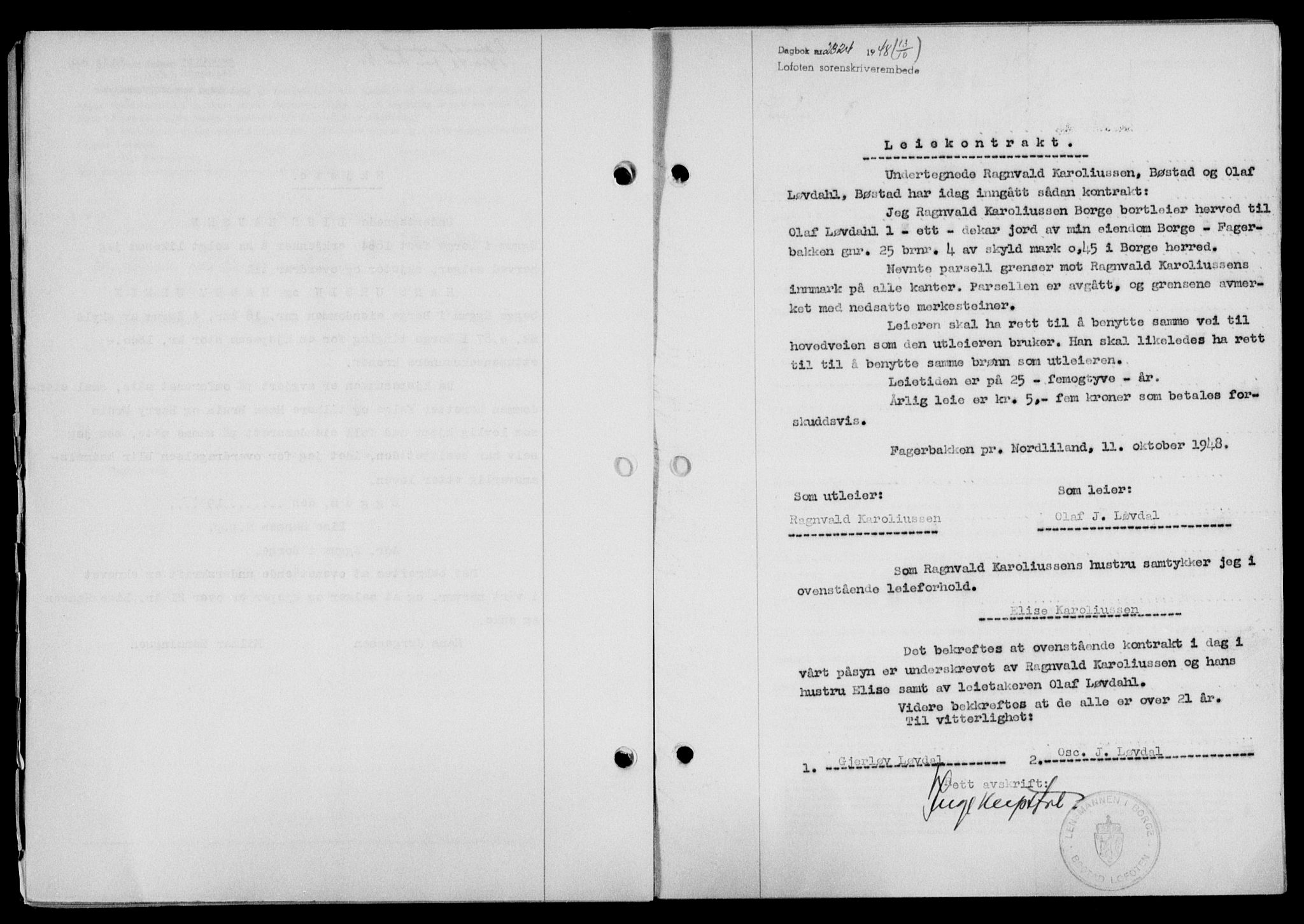 Lofoten sorenskriveri, SAT/A-0017/1/2/2C/L0019a: Mortgage book no. 19a, 1948-1948, Diary no: : 2324/1948