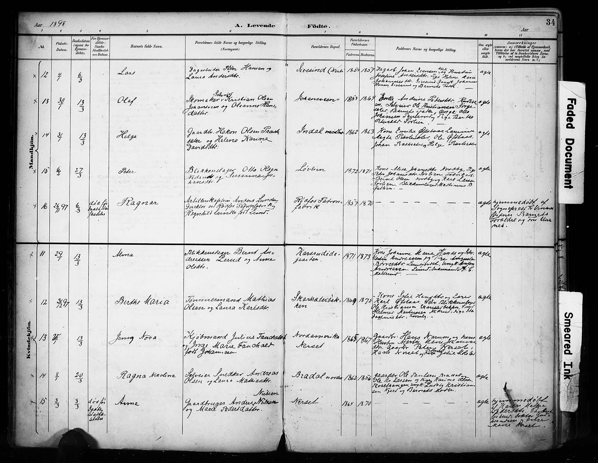 Vestre Toten prestekontor, AV/SAH-PREST-108/H/Ha/Haa/L0011: Parish register (official) no. 11, 1895-1906, p. 34