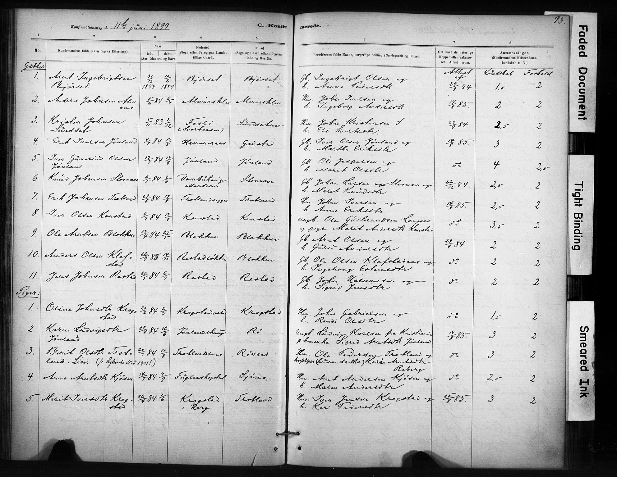 Ministerialprotokoller, klokkerbøker og fødselsregistre - Sør-Trøndelag, SAT/A-1456/694/L1127: Parish register (official) no. 694A01, 1887-1905, p. 93