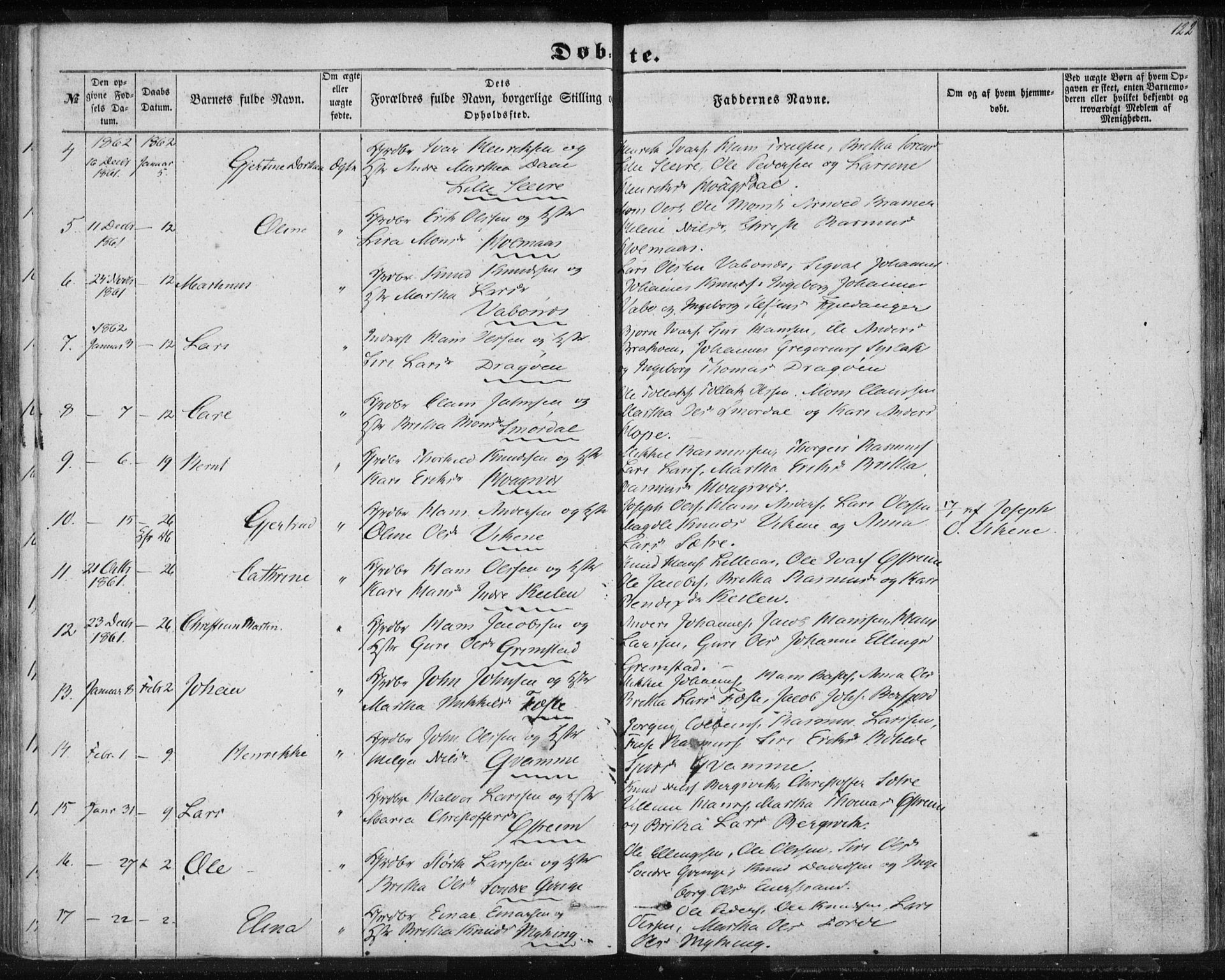 Lindås Sokneprestembete, AV/SAB-A-76701/H/Haa/Haaa/L0011: Parish register (official) no. A 11, 1854-1869, p. 122