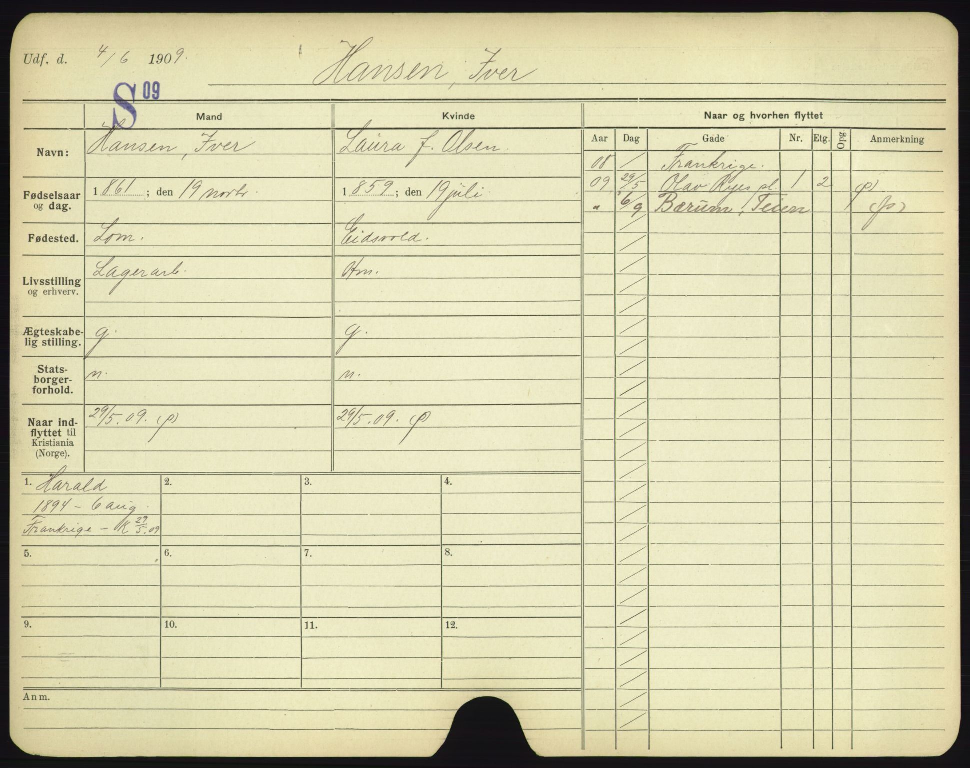 Oslo folkeregister, Registerkort, AV/SAO-A-11715/F/Fa/Fac/L0004: Menn, 1906-1914, p. 130a