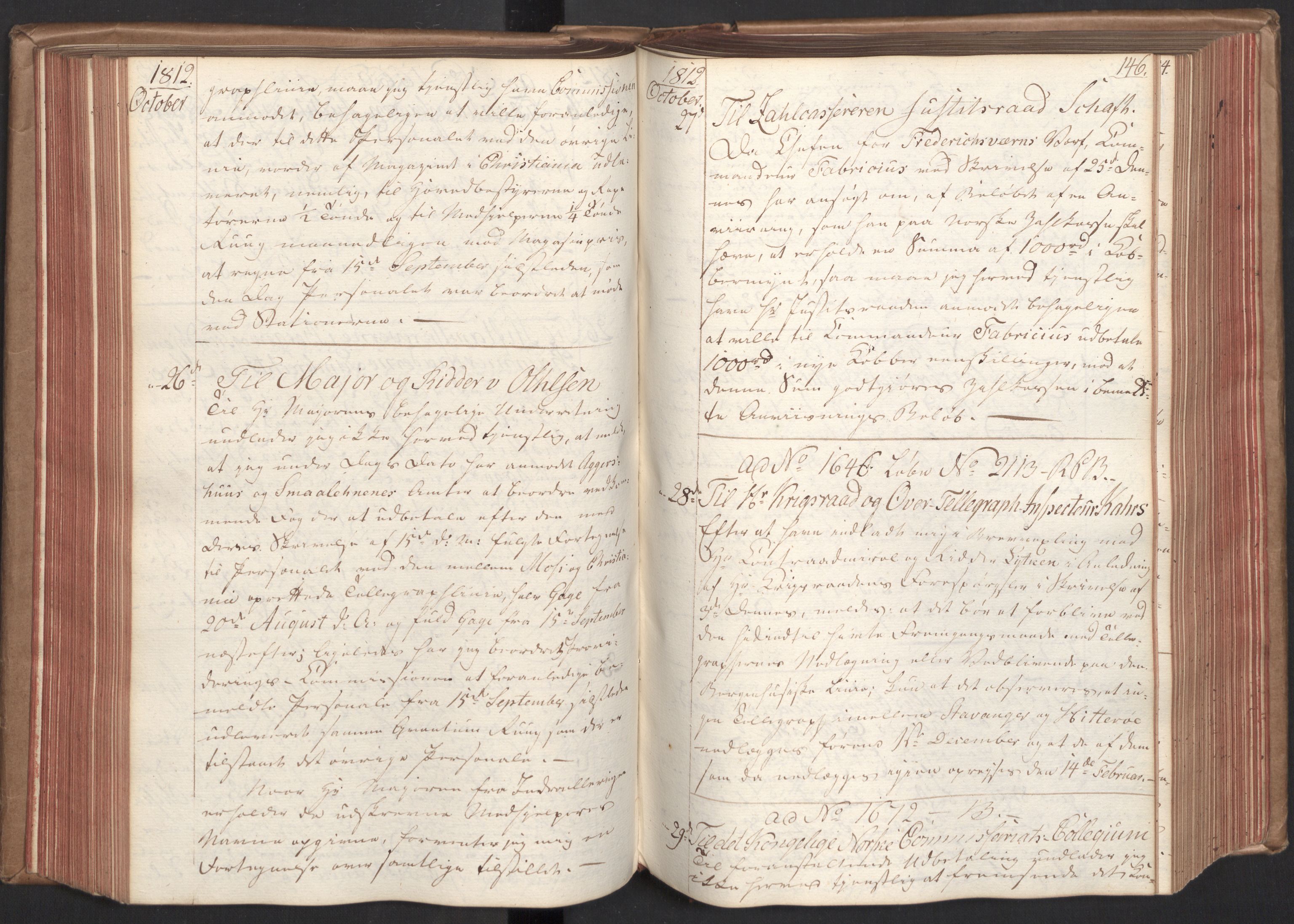 Stattholderembetet 1810-1814, 2. kontor (Kontor B), AV/RA-EA-5432/Bc/L0002: Korrespondanseprotokoll, 1812-1813, p. 145b-146a