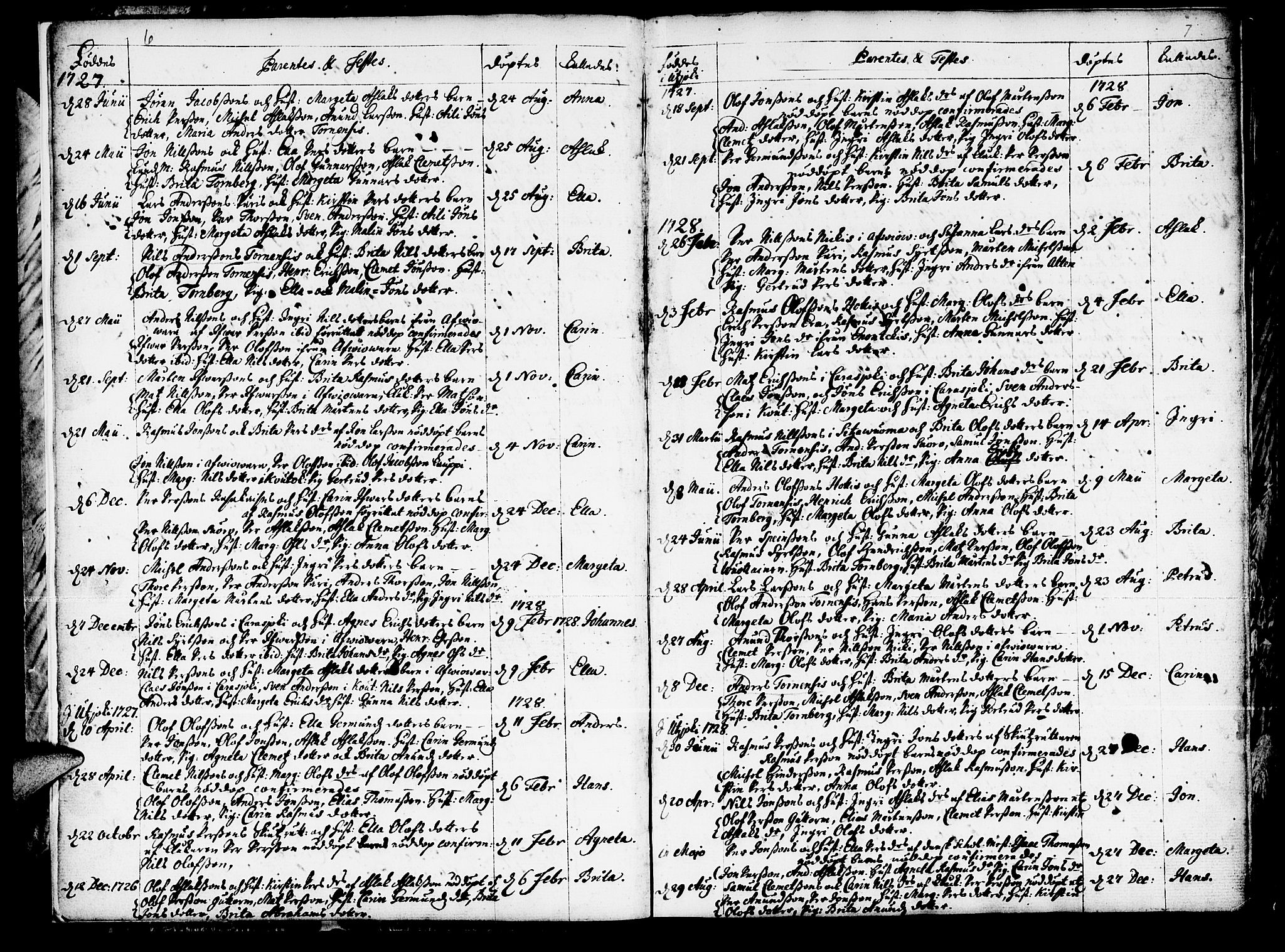 Kautokeino sokneprestembete, SATØ/S-1340/H/Ha/L0001.kirke: Parish register (official) no. 1, 1723-1776, p. 6-7