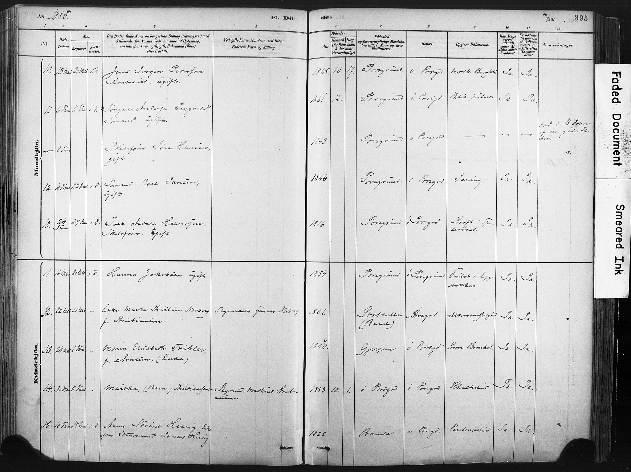 Porsgrunn kirkebøker , AV/SAKO-A-104/F/Fa/L0008: Parish register (official) no. 8, 1878-1895, p. 395