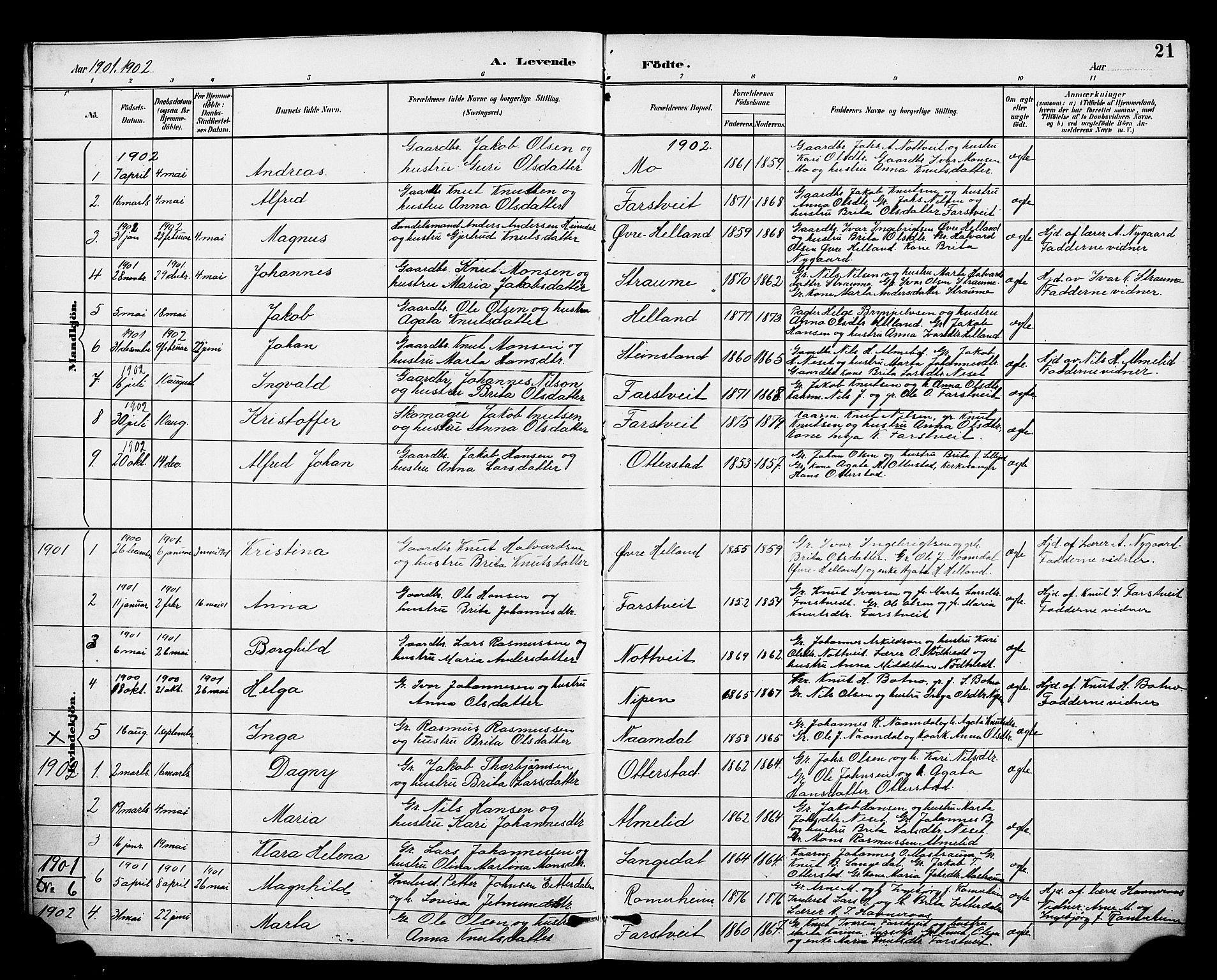 Osterfjorden Soknepresembete, AV/SAB-A-77301: Parish register (copy) no. B 2, 1891-1922, p. 21