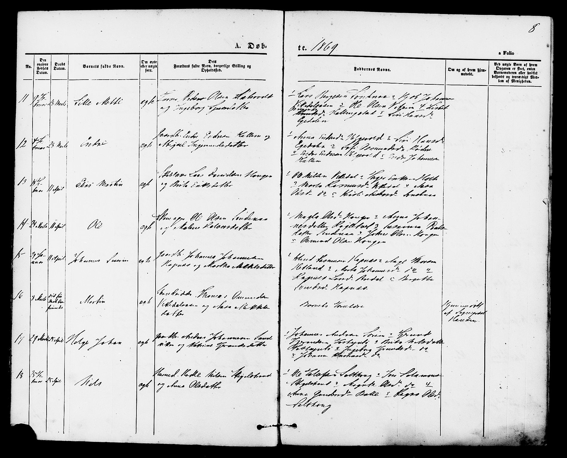 Vikedal sokneprestkontor, SAST/A-101840/01/IV: Parish register (official) no. A 7, 1868-1883, p. 8