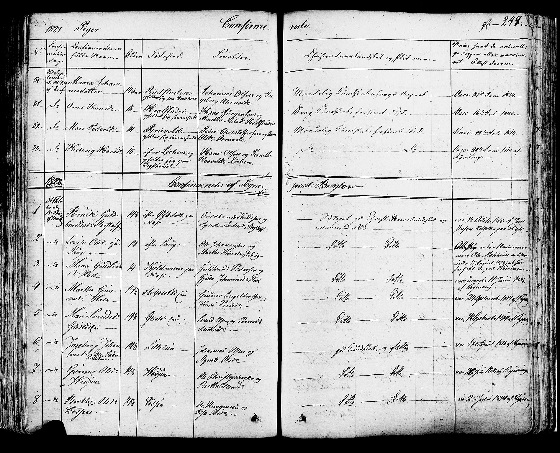 Ringsaker prestekontor, AV/SAH-PREST-014/K/Ka/L0007: Parish register (official) no. 7A, 1826-1837, p. 247