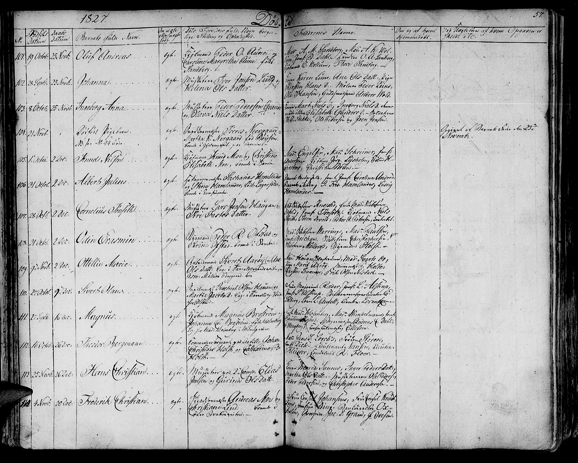 Ministerialprotokoller, klokkerbøker og fødselsregistre - Sør-Trøndelag, SAT/A-1456/602/L0108: Parish register (official) no. 602A06, 1821-1839, p. 57