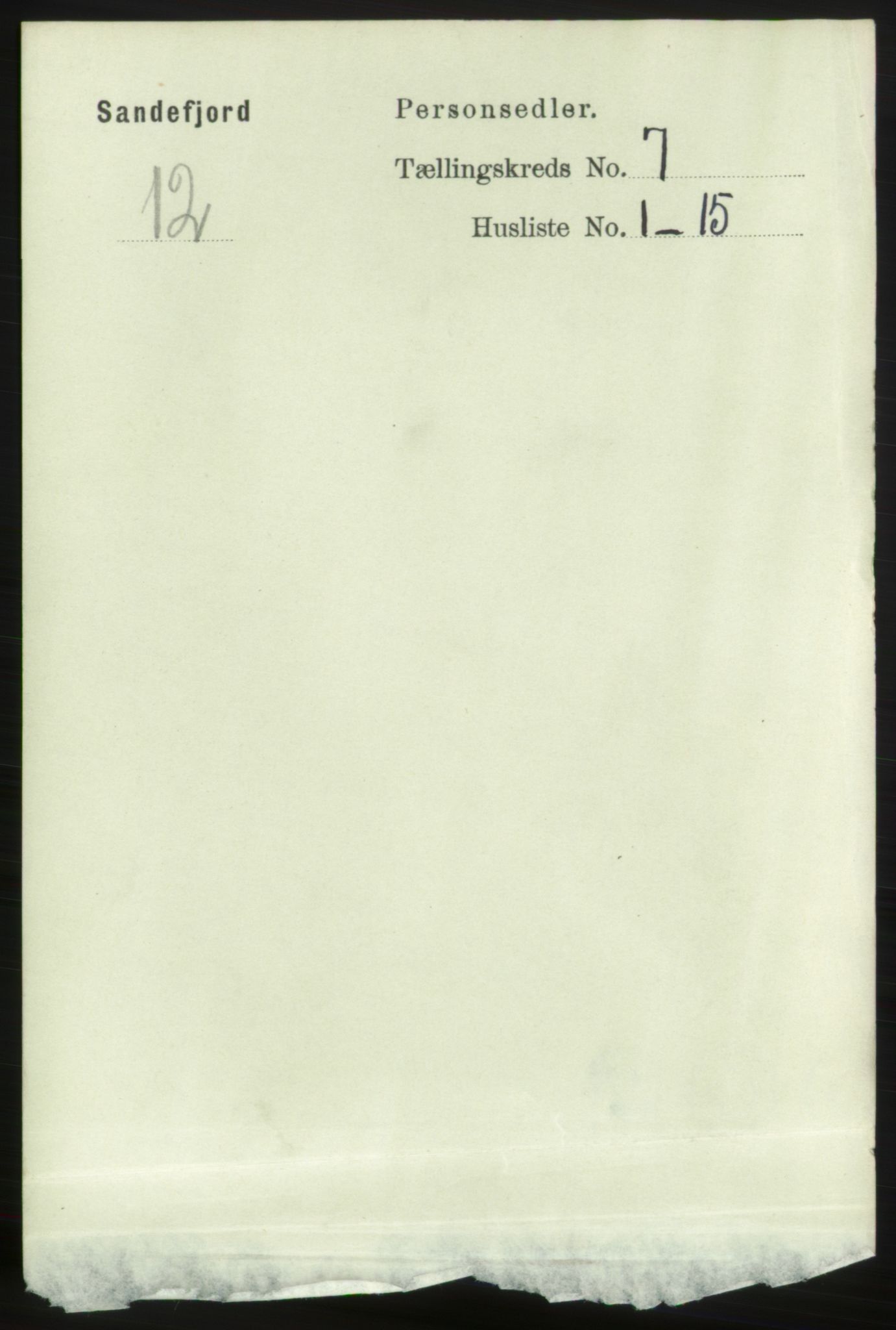 RA, 1891 census for 0706 Sandefjord, 1891, p. 2883