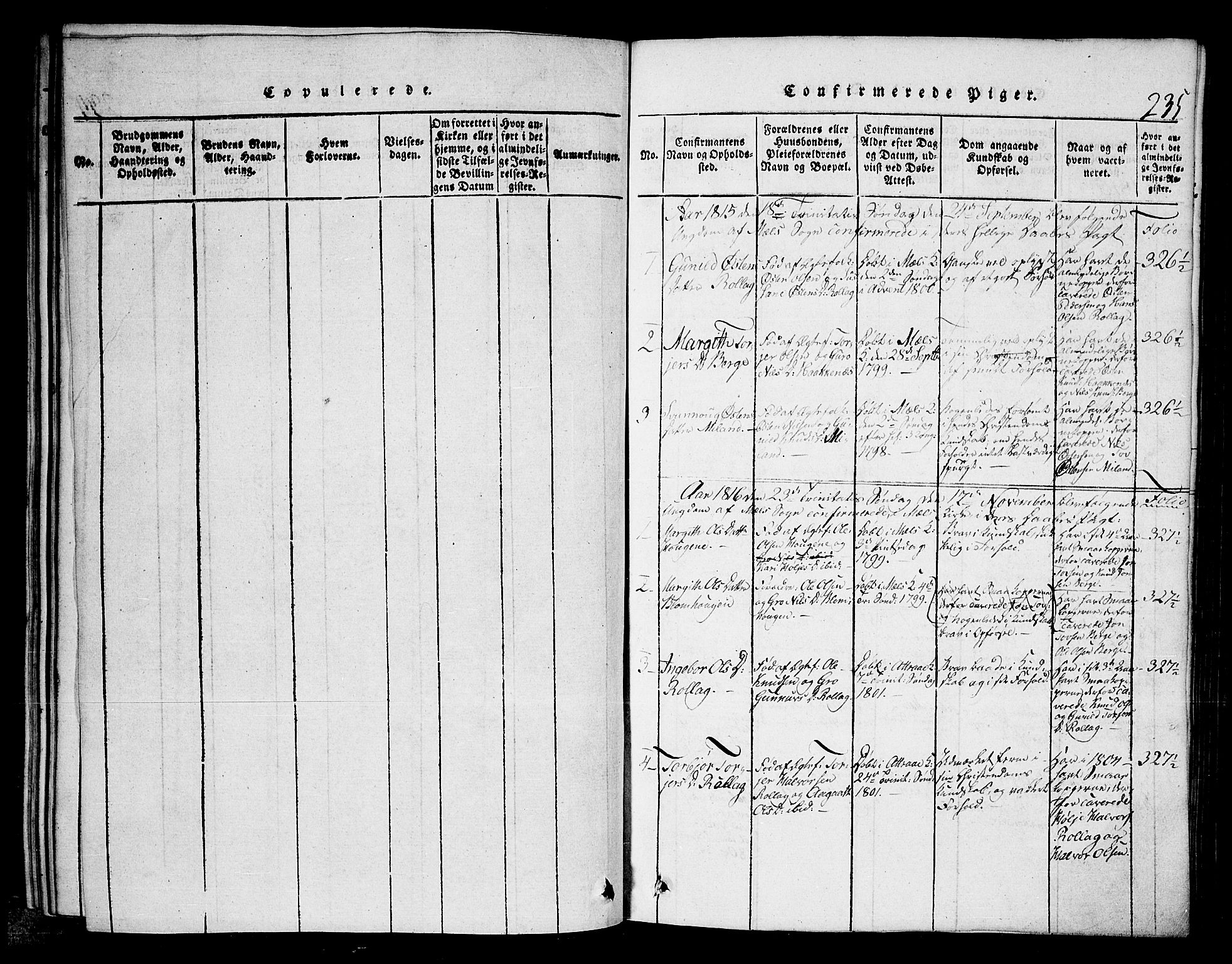 Tinn kirkebøker, SAKO/A-308/G/Gb/L0001: Parish register (copy) no. II 1 /1, 1815-1850, p. 235