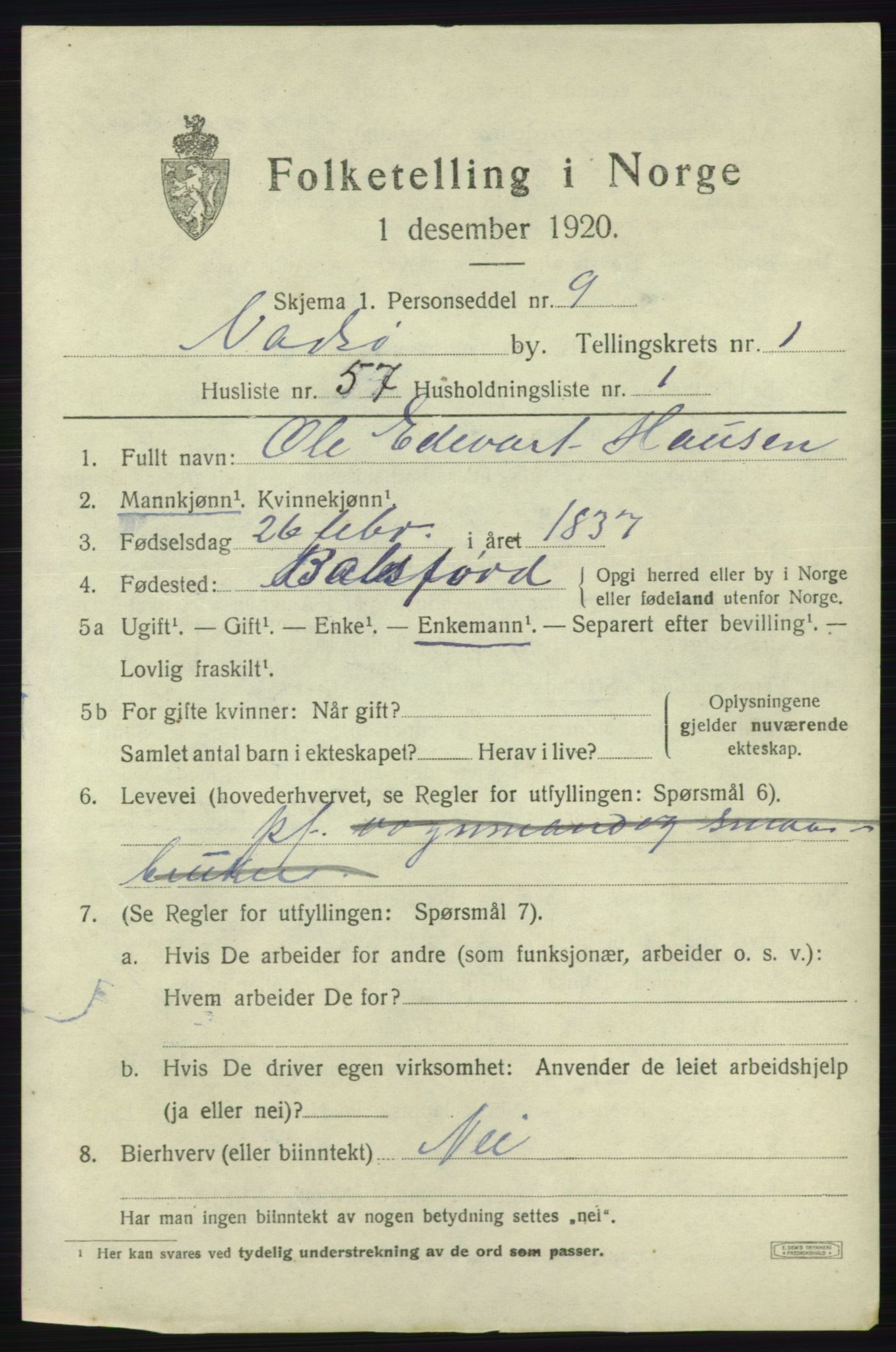 SATØ, 1920 census for Vadsø, 1920, p. 2173