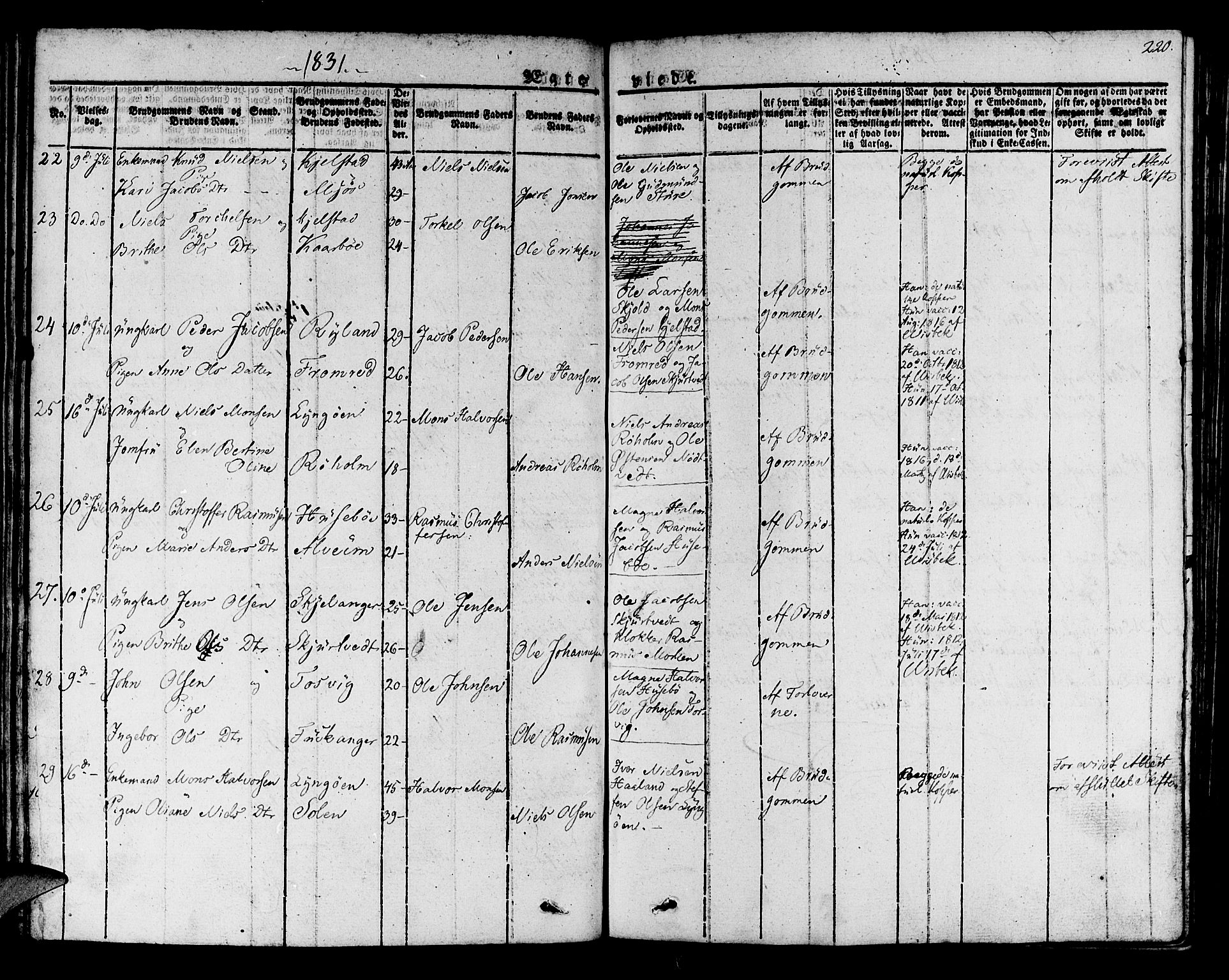Manger sokneprestembete, SAB/A-76801/H/Haa: Parish register (official) no. A 4, 1824-1838, p. 220