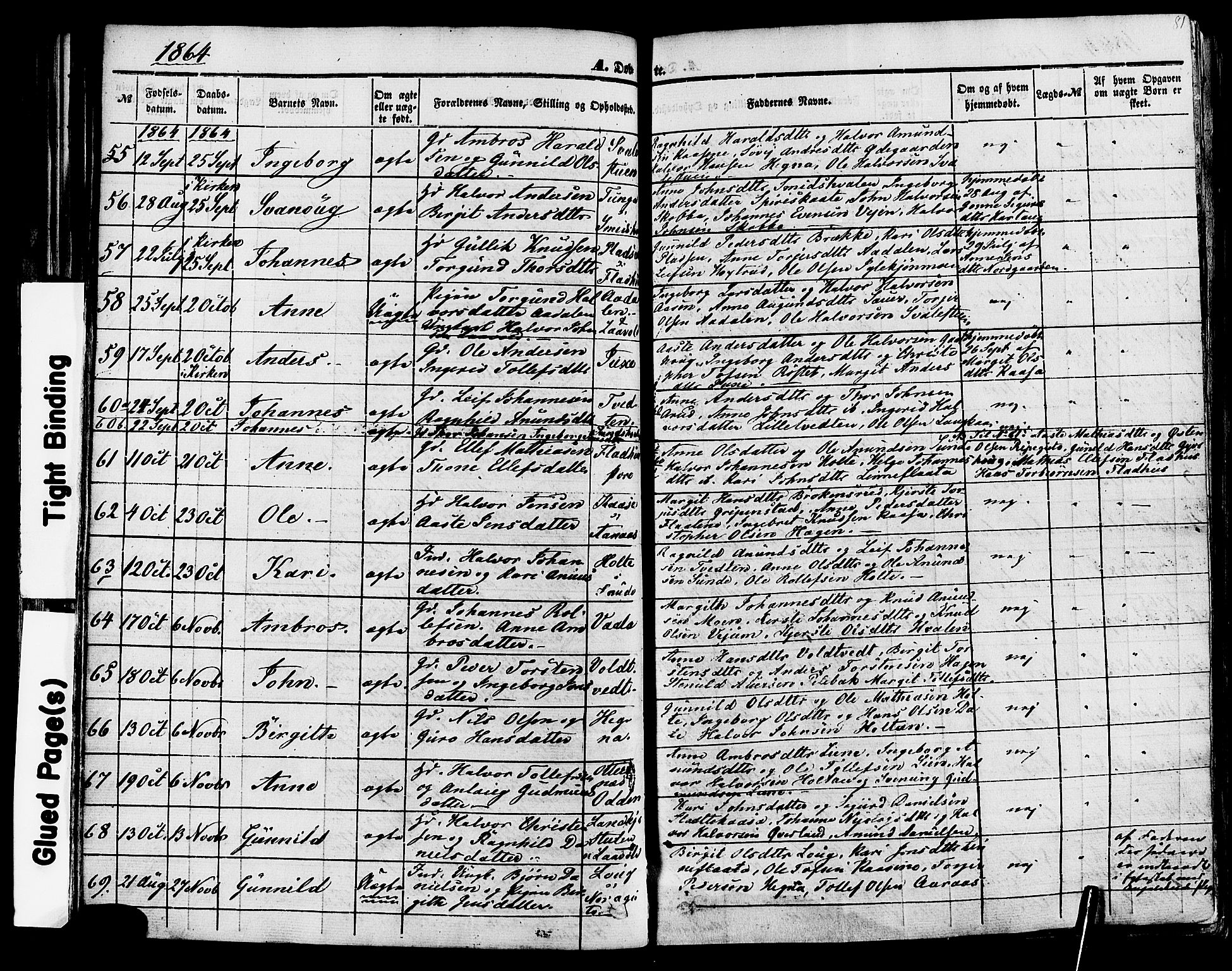 Sauherad kirkebøker, SAKO/A-298/F/Fa/L0007: Parish register (official) no. I 7, 1851-1873, p. 81