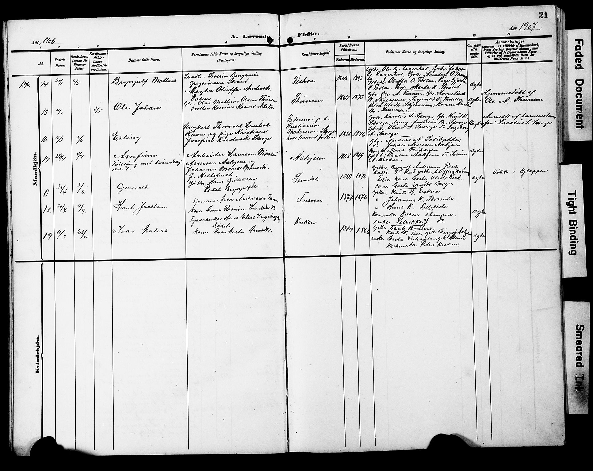 Ministerialprotokoller, klokkerbøker og fødselsregistre - Møre og Romsdal, AV/SAT-A-1454/501/L0018: Parish register (copy) no. 501C04, 1902-1930, p. 21