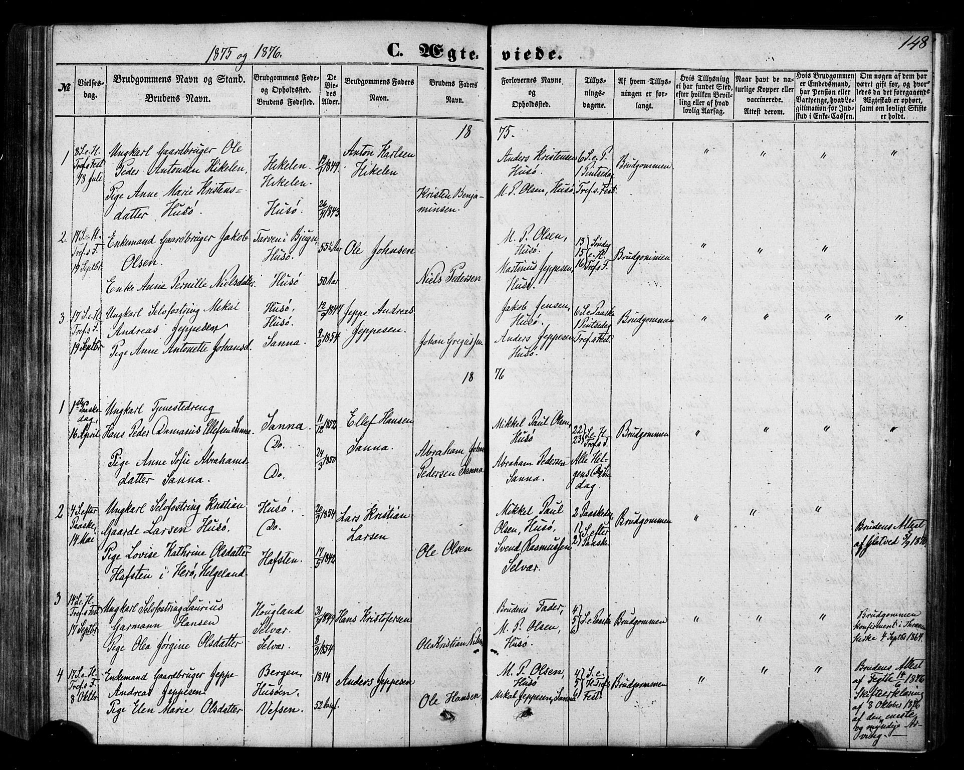 Ministerialprotokoller, klokkerbøker og fødselsregistre - Nordland, SAT/A-1459/840/L0579: Parish register (official) no. 840A01, 1863-1887, p. 148