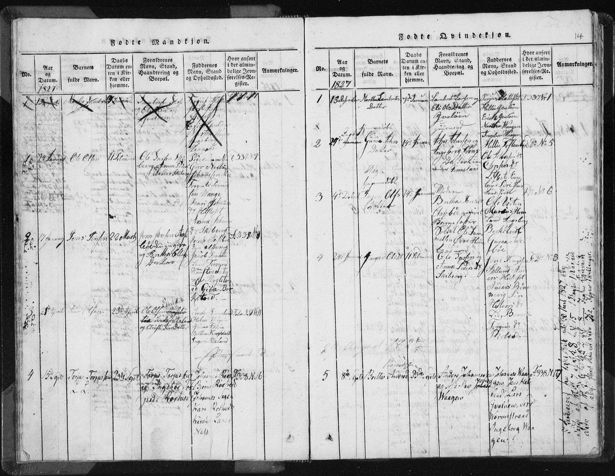 Vikedal sokneprestkontor, AV/SAST-A-101840/01/IV: Parish register (official) no. A 5, 1817-1850, p. 14