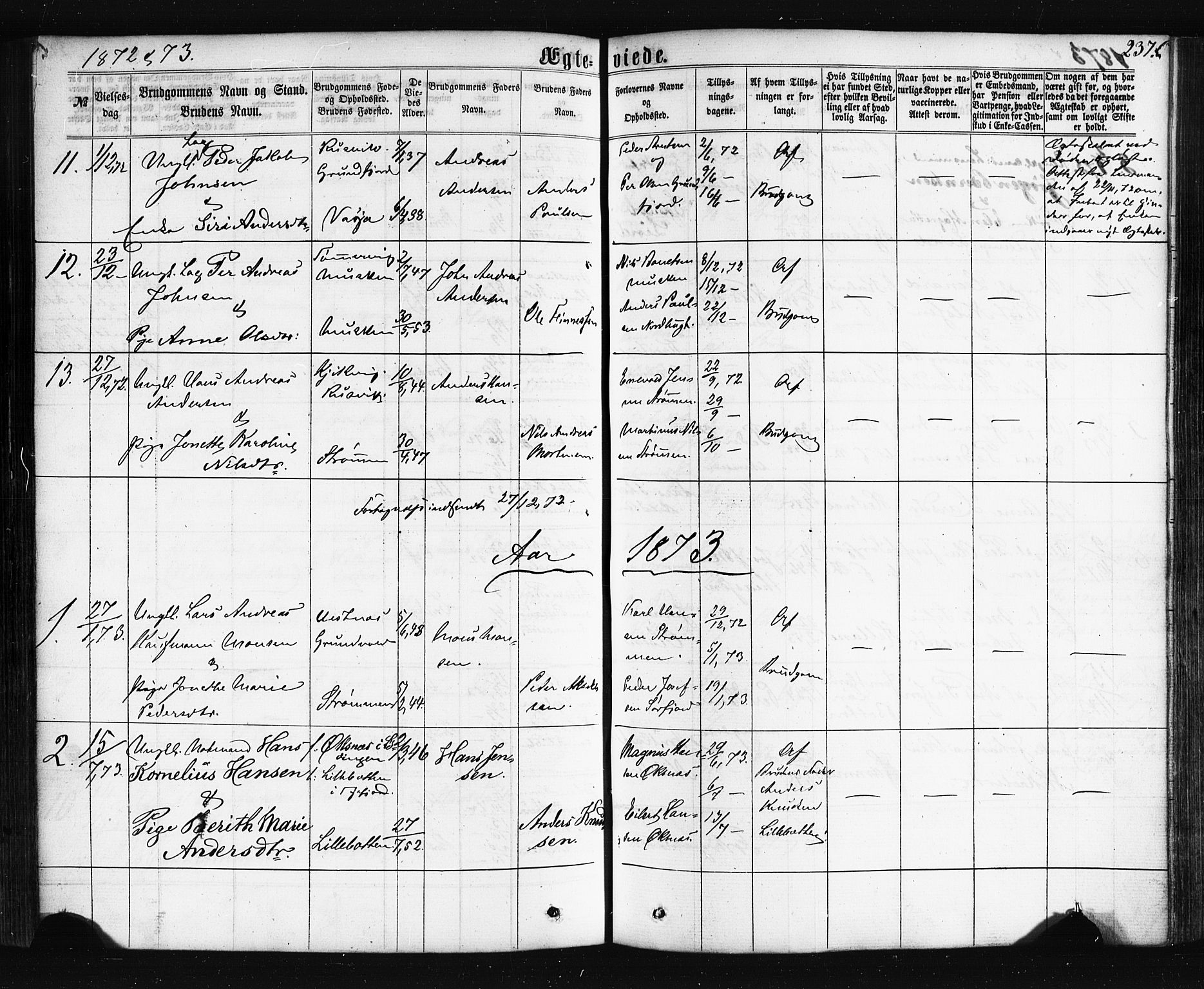 Ministerialprotokoller, klokkerbøker og fødselsregistre - Nordland, SAT/A-1459/861/L0867: Parish register (official) no. 861A02, 1864-1878, p. 237