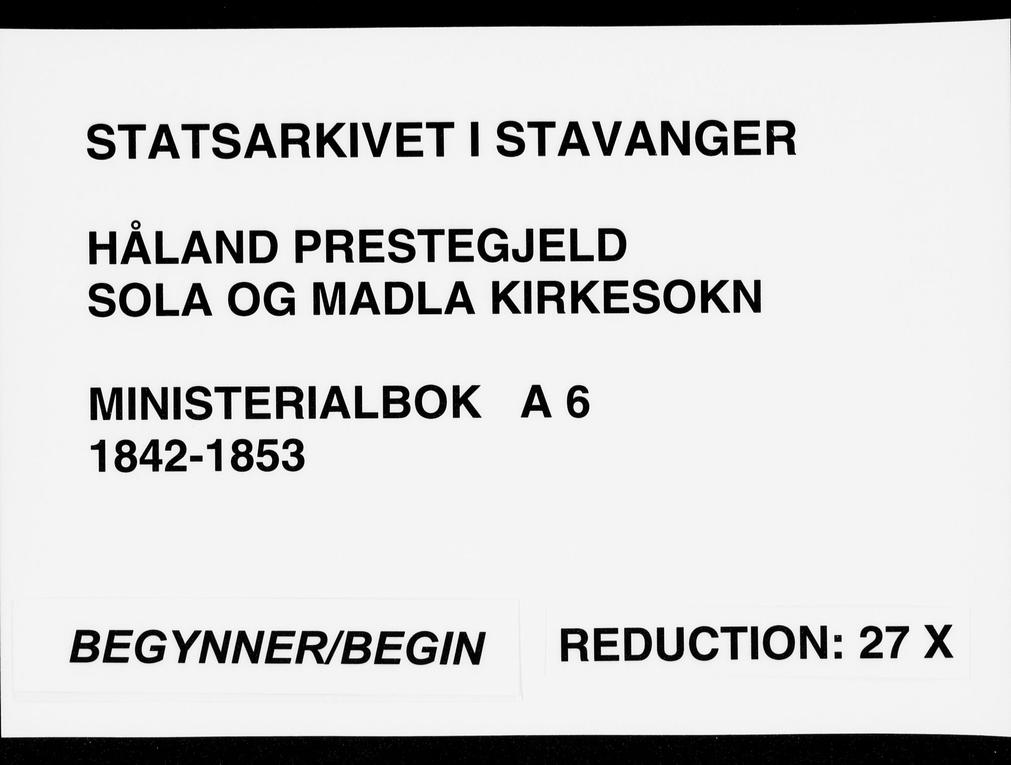 Håland sokneprestkontor, SAST/A-101802/001/30BA/L0006: Parish register (official) no. A 6, 1842-1853