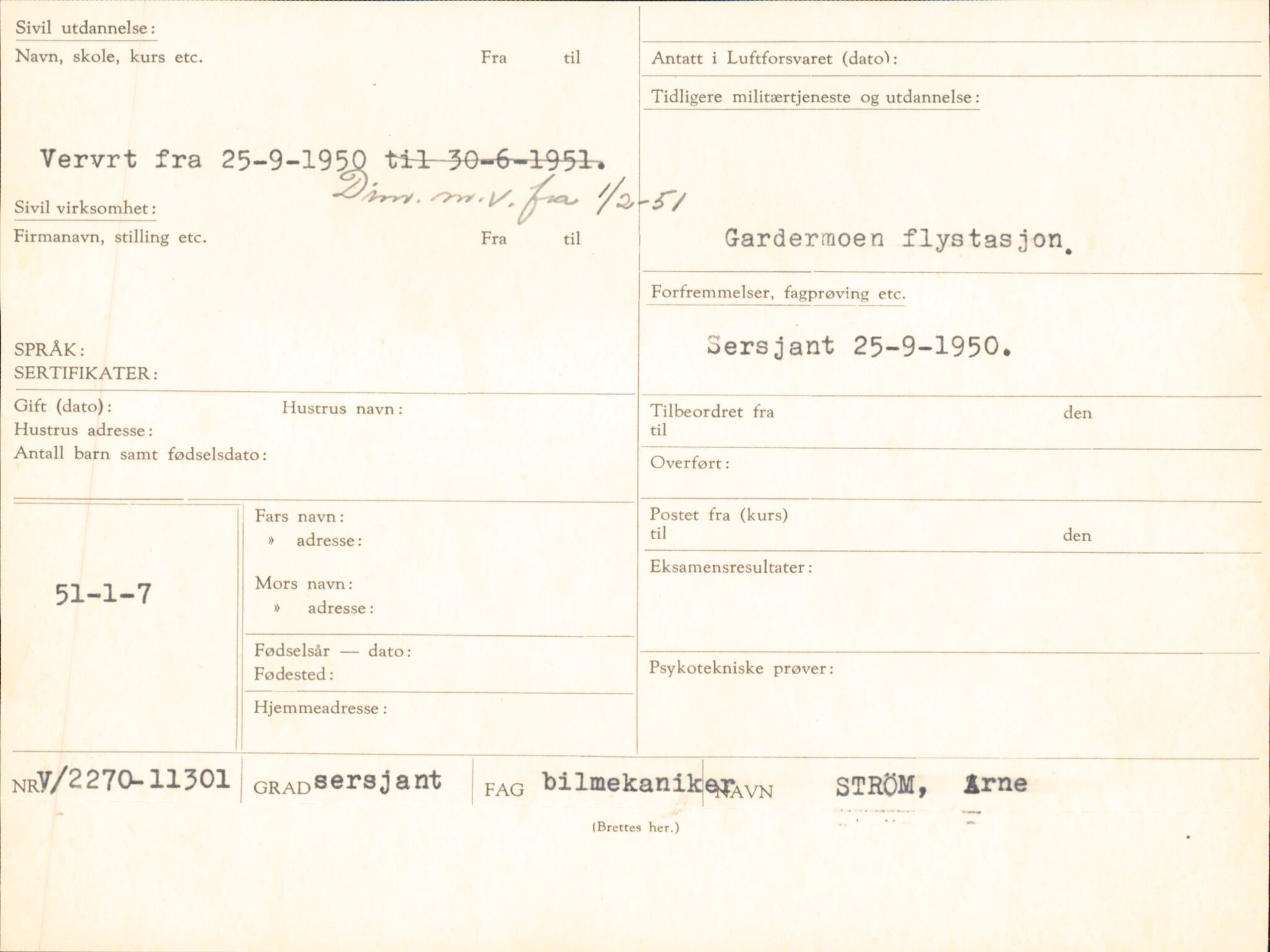 Forsvaret, Forsvarets overkommando/Luftforsvarsstaben, AV/RA-RAFA-4079/P/Pa/L0028: Personellpapirer, 1911, p. 181