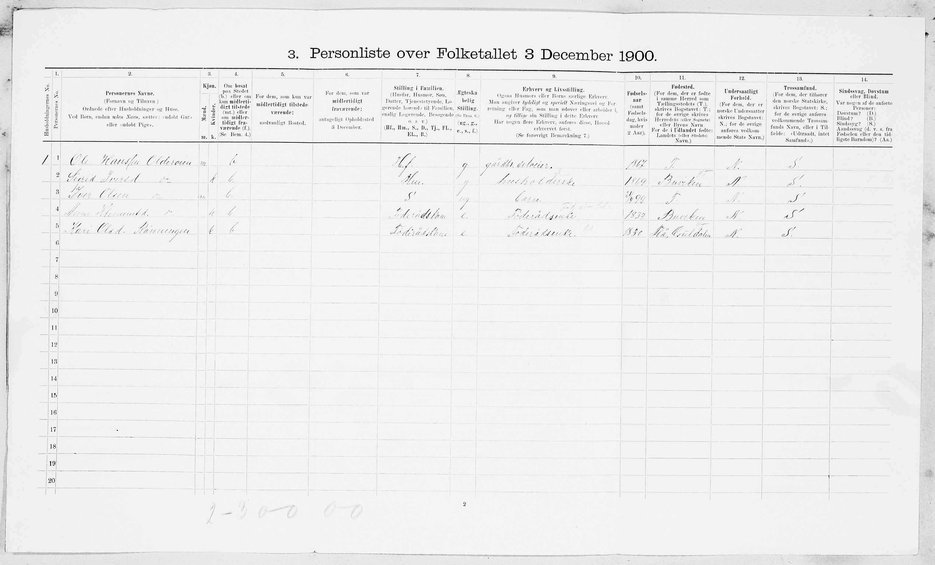 SAT, 1900 census for Melhus, 1900, p. 794