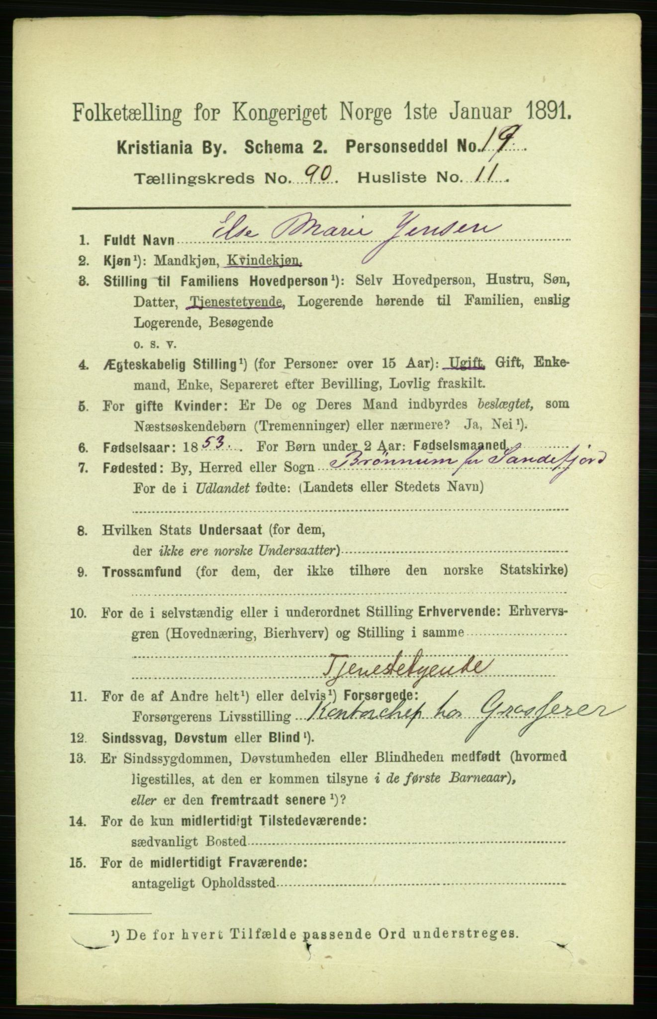 RA, 1891 census for 0301 Kristiania, 1891, p. 44582