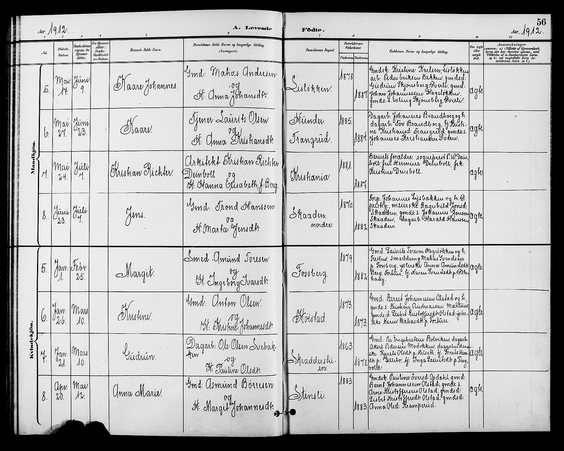 Øyer prestekontor, AV/SAH-PREST-084/H/Ha/Hab/L0005: Parish register (copy) no. 5, 1897-1913, p. 56