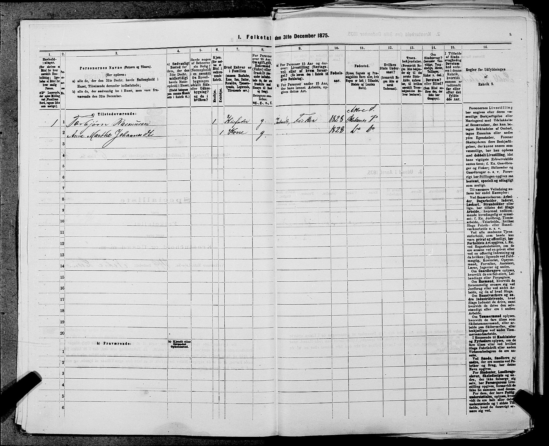 SAST, 1875 census for 1150L Skudenes/Falnes, Åkra og Ferkingstad, 1875, p. 718