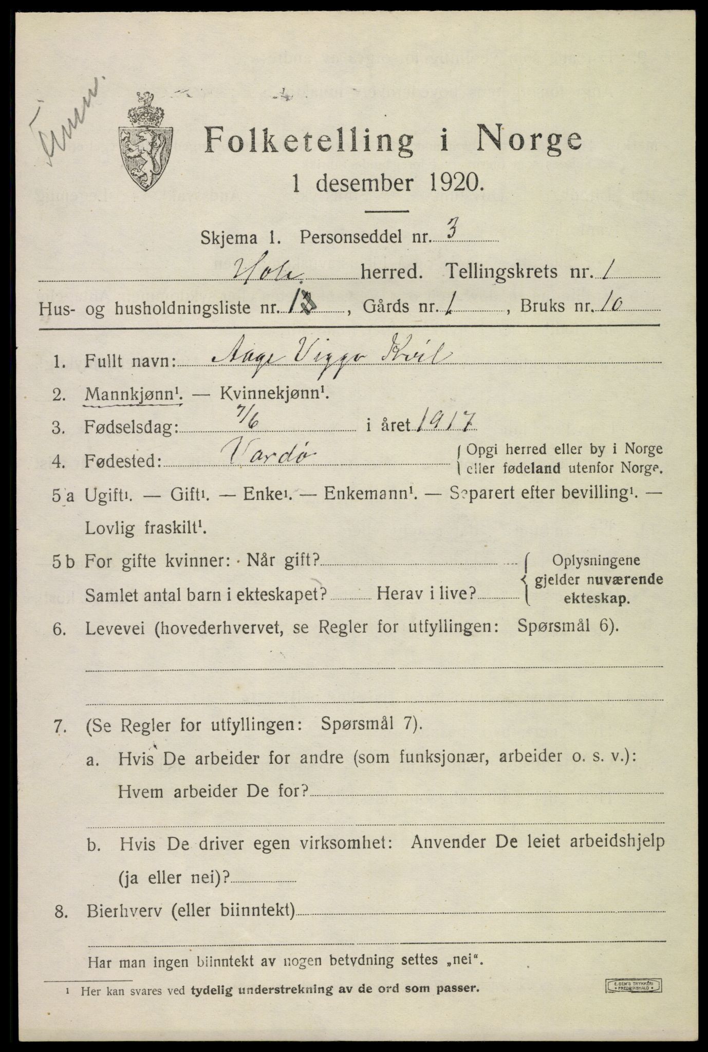 SAKO, 1920 census for Hole, 1920, p. 973