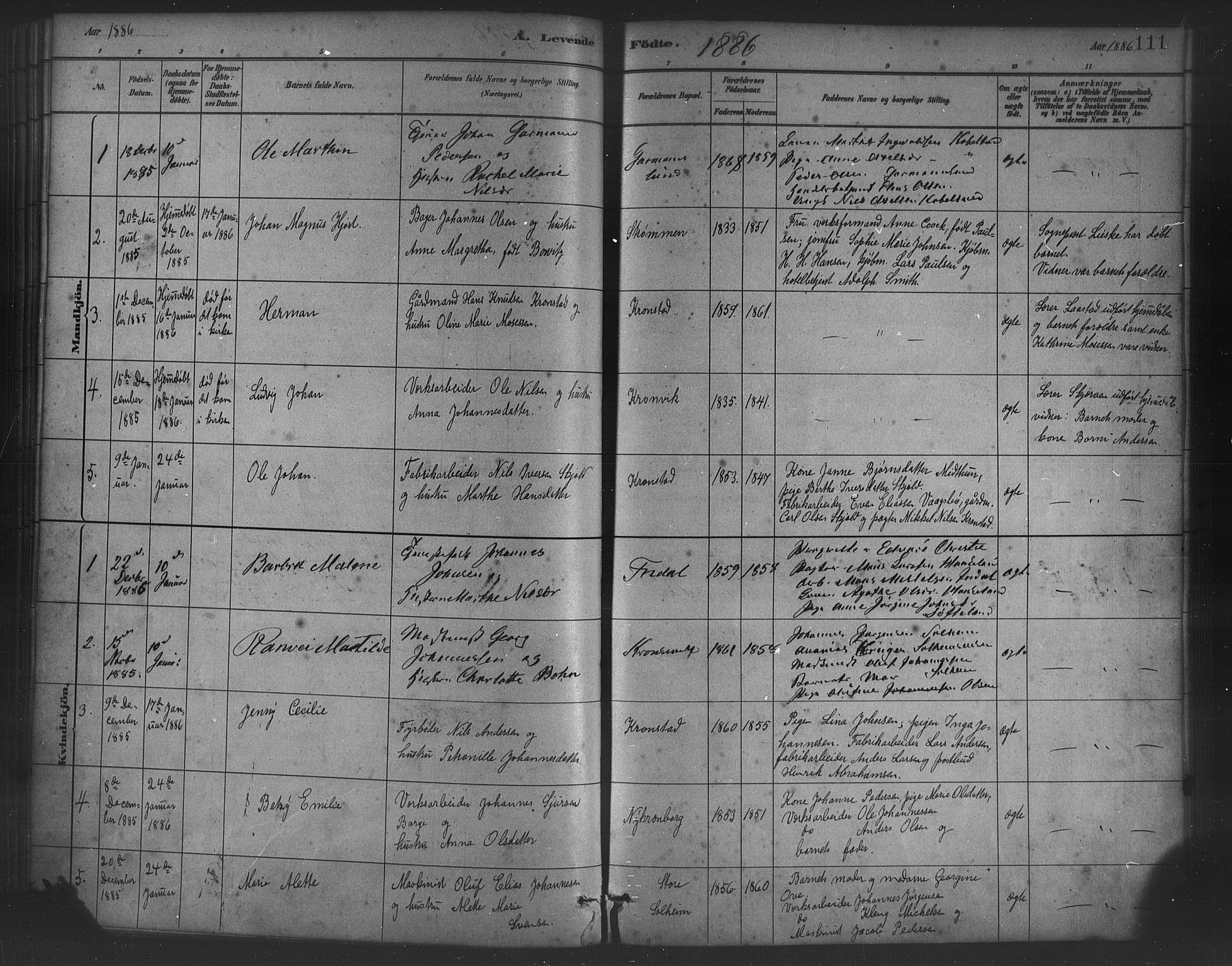 St. Jørgens hospital og Årstad sokneprestembete, SAB/A-99934: Parish register (official) no. A 7, 1879-1886, p. 111