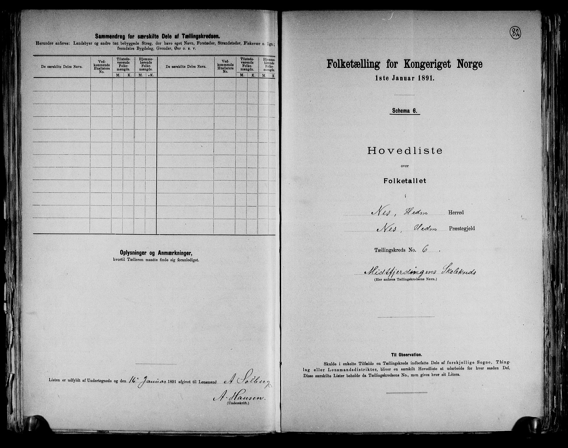 RA, 1891 census for 0411 Nes, 1891, p. 19