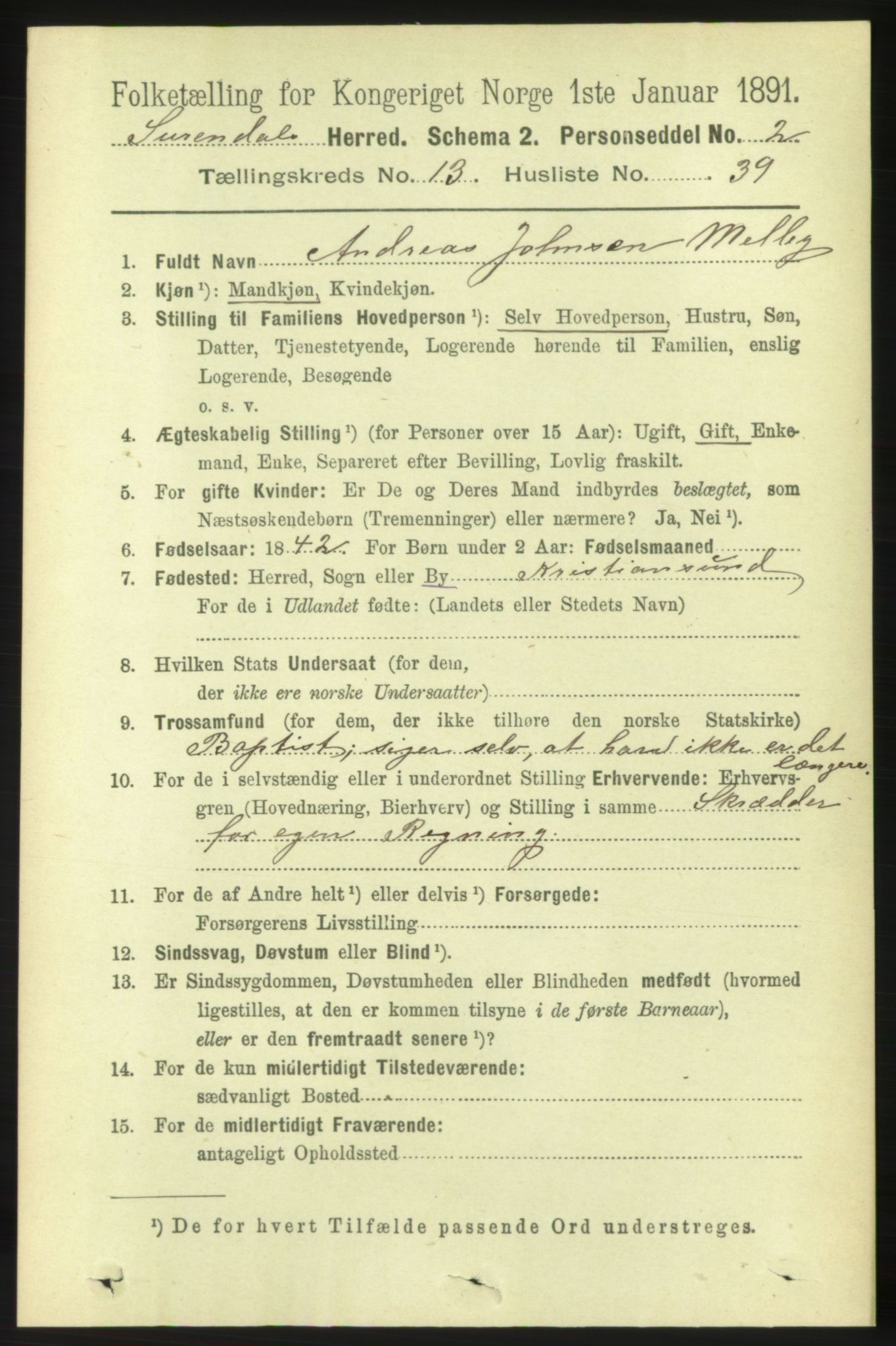 RA, 1891 census for 1566 Surnadal, 1891, p. 3373