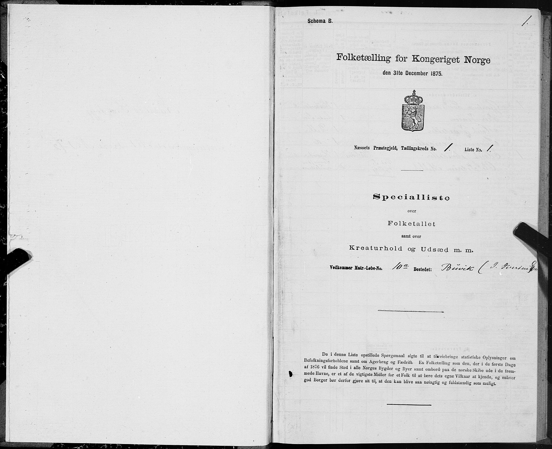 SAT, 1875 census for 1543P Nesset, 1875, p. 1001