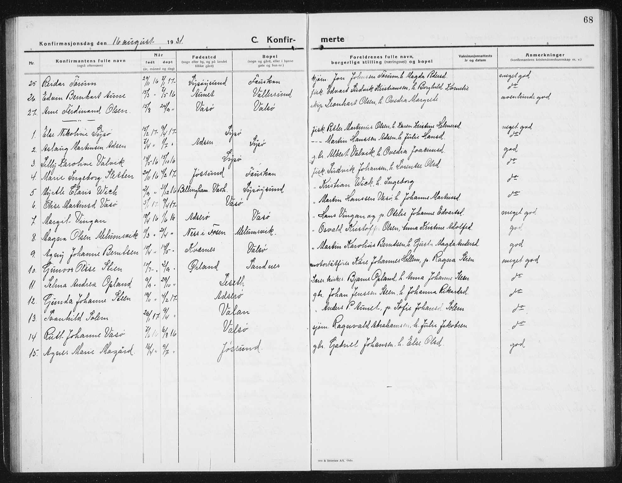 Ministerialprotokoller, klokkerbøker og fødselsregistre - Sør-Trøndelag, SAT/A-1456/654/L0667: Parish register (copy) no. 654C03, 1924-1939, p. 68