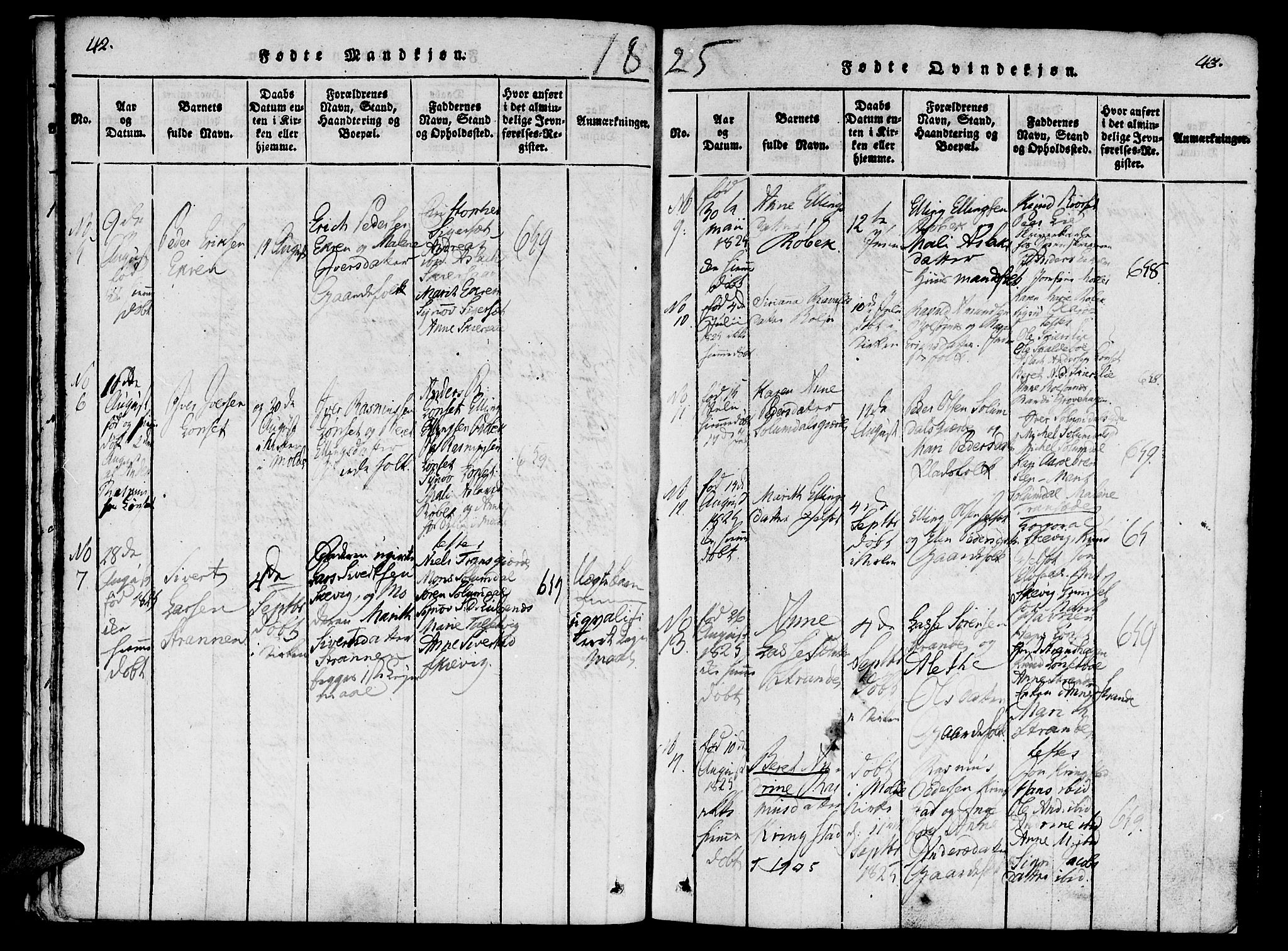 Ministerialprotokoller, klokkerbøker og fødselsregistre - Møre og Romsdal, AV/SAT-A-1454/555/L0652: Parish register (official) no. 555A03, 1817-1843, p. 42-43