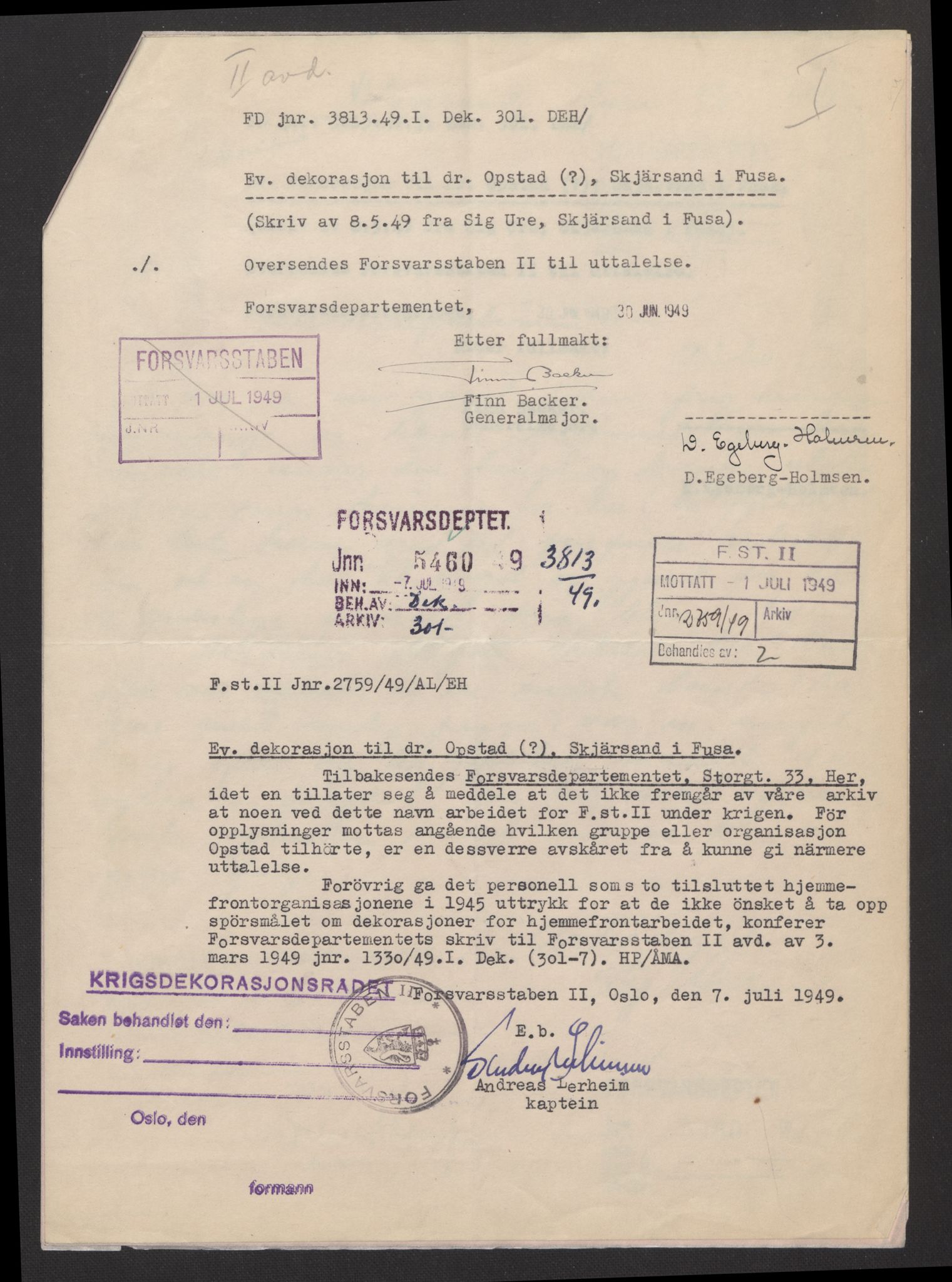 Forsvarsdepartementet, arkivet 1940-1945, AV/RA-RAFA-2062, 1940-1945, p. 807