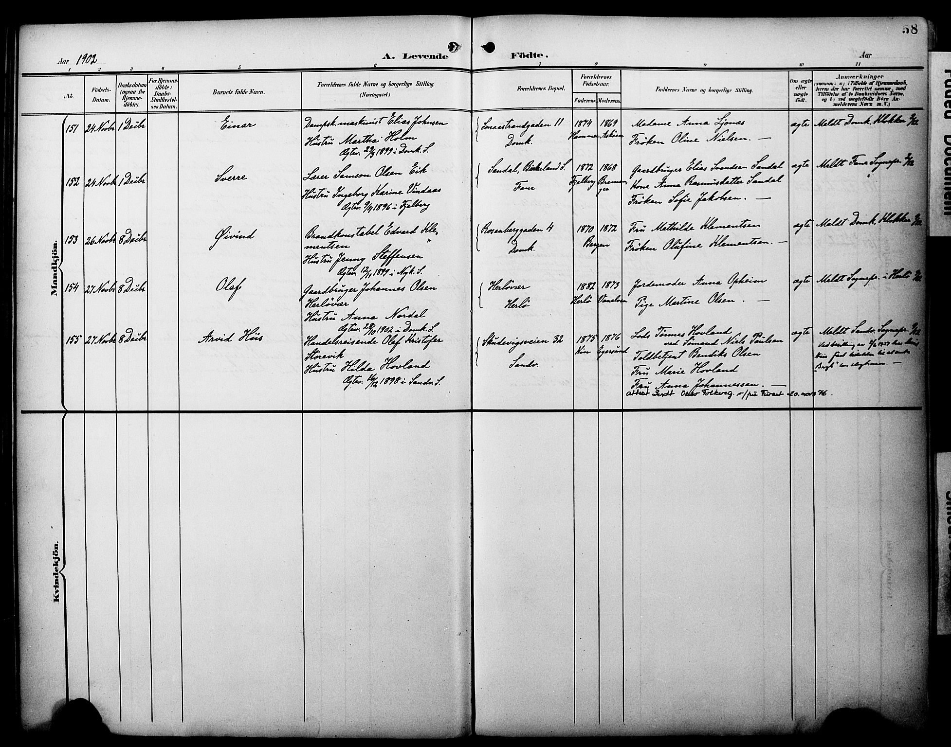 Fødselsstiftelsens sokneprestembete*, SAB/-: Parish register (official) no. A 3, 1901-1910, p. 58