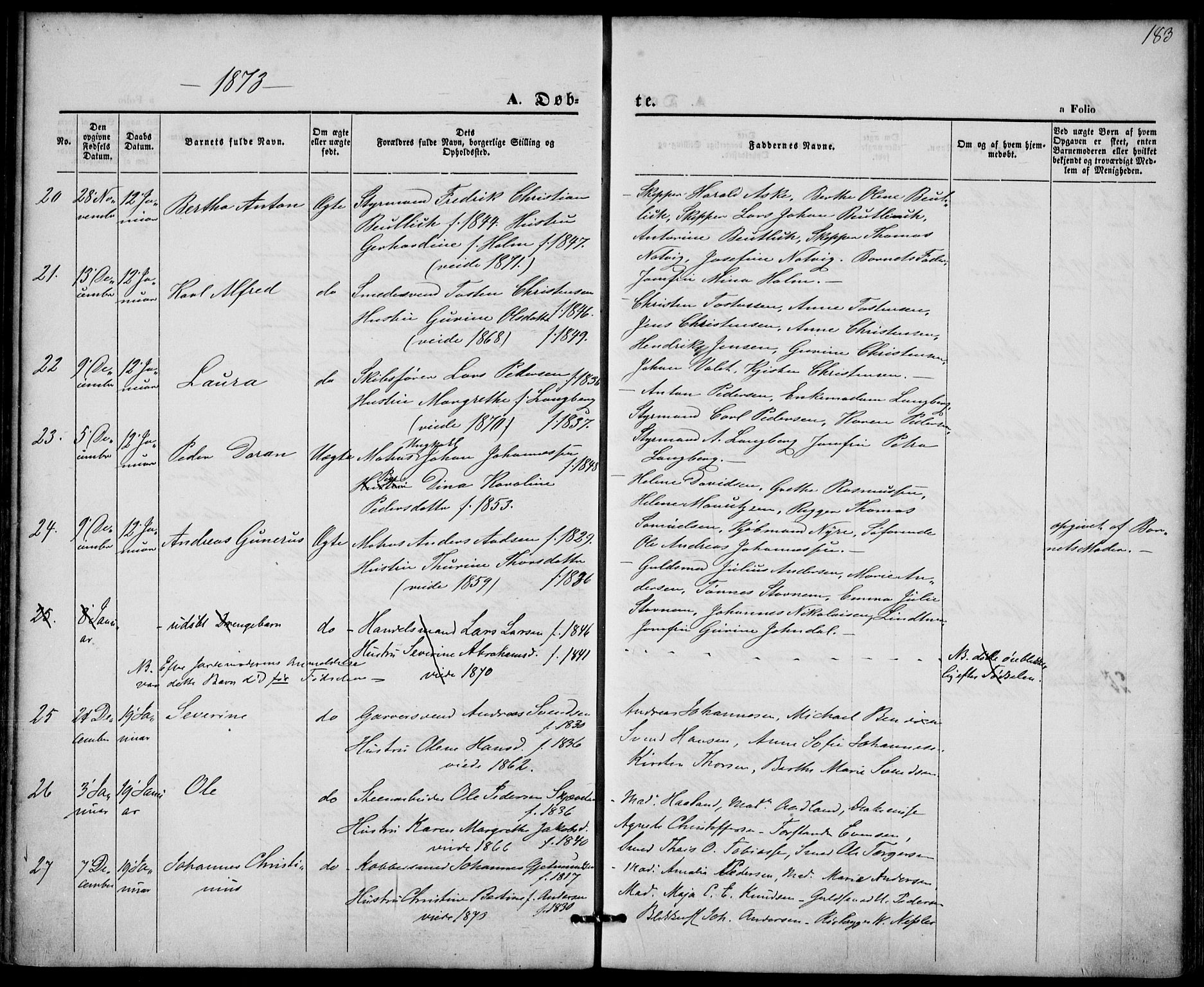 St. Petri sokneprestkontor, AV/SAST-A-101813/001/30/30BA/L0008: Parish register (official) no. A 8, 1868-1876, p. 183