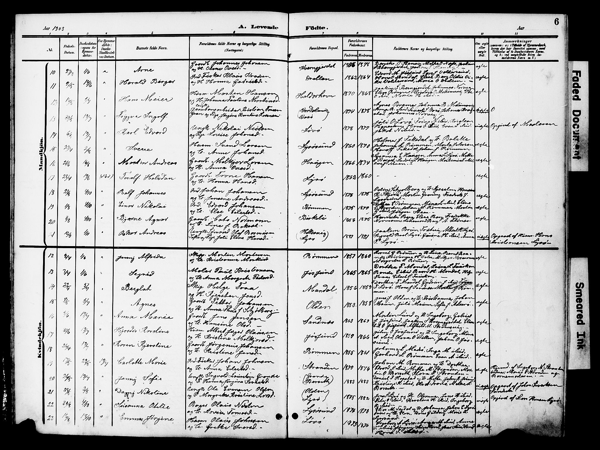 Ministerialprotokoller, klokkerbøker og fødselsregistre - Sør-Trøndelag, AV/SAT-A-1456/654/L0666: Parish register (copy) no. 654C02, 1901-1925, p. 6