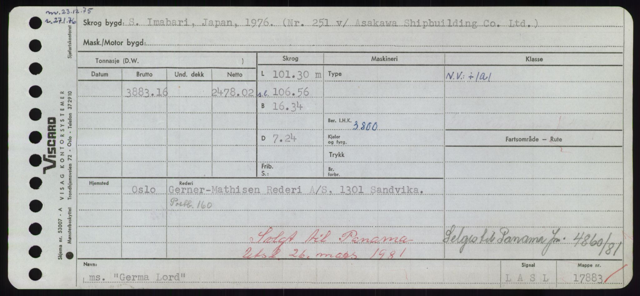 Sjøfartsdirektoratet med forløpere, Skipsmålingen, RA/S-1627/H/Hd/L0012: Fartøy, G-Glø, p. 289