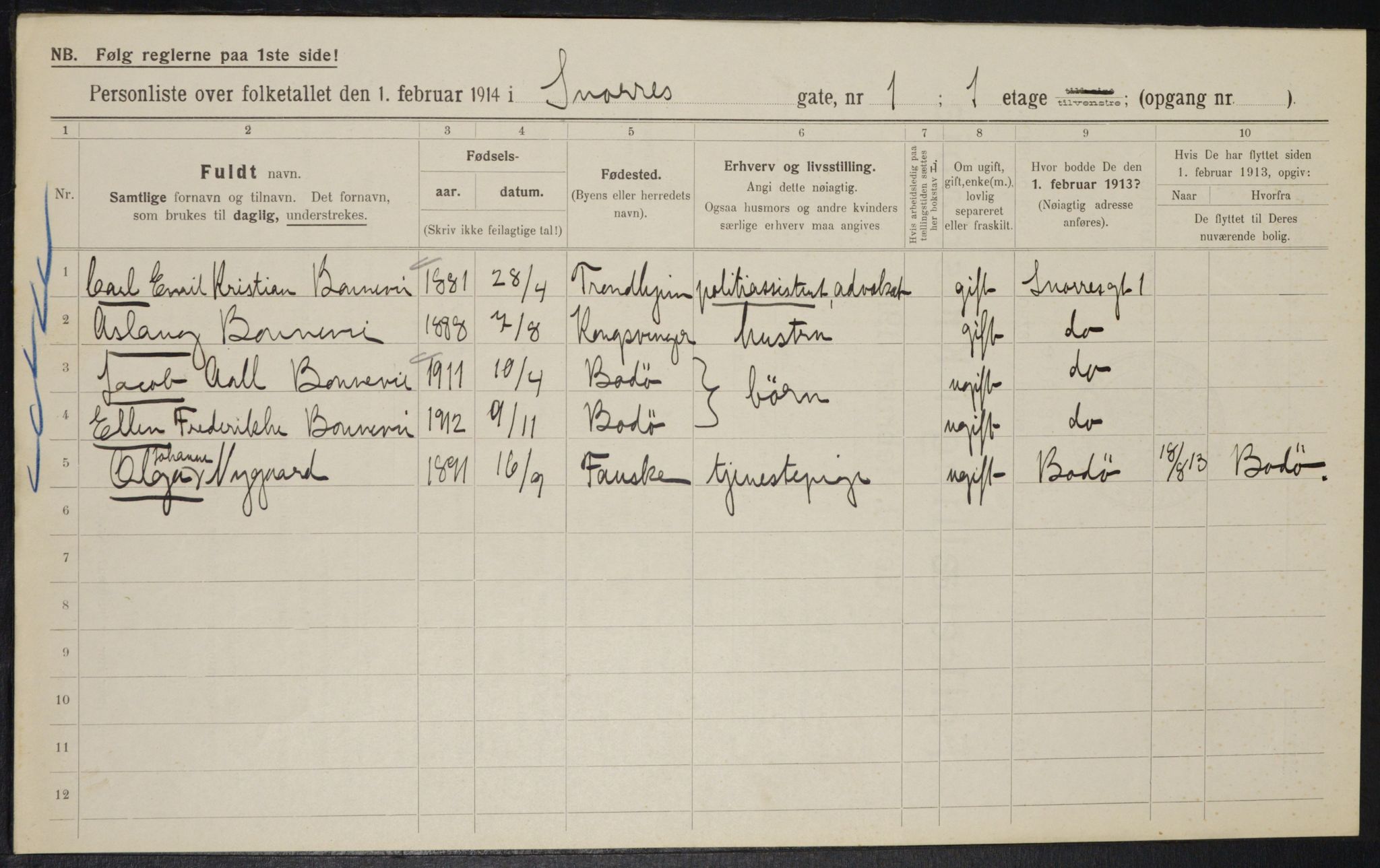 OBA, Municipal Census 1914 for Kristiania, 1914, p. 97989