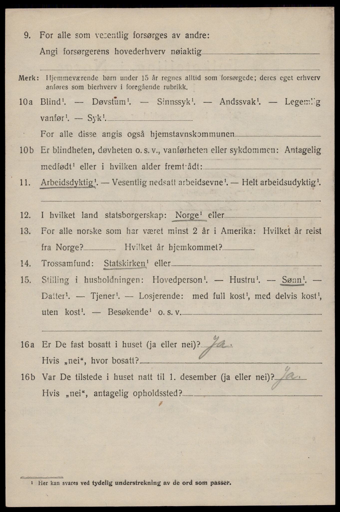 SAST, 1920 census for Håland, 1920, p. 9964