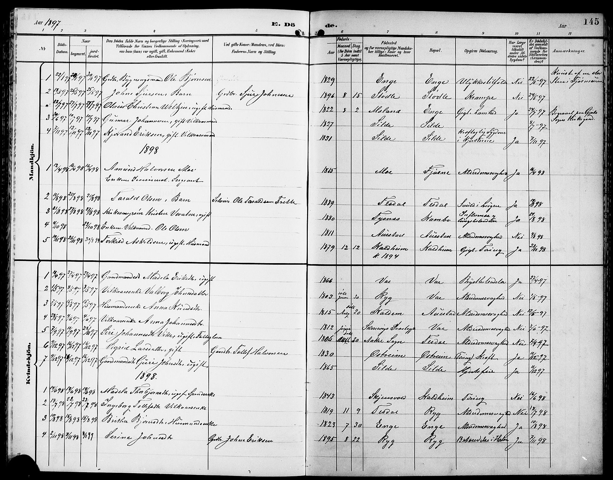 Etne sokneprestembete, SAB/A-75001/H/Hab: Parish register (copy) no. A 6, 1897-1924, p. 145