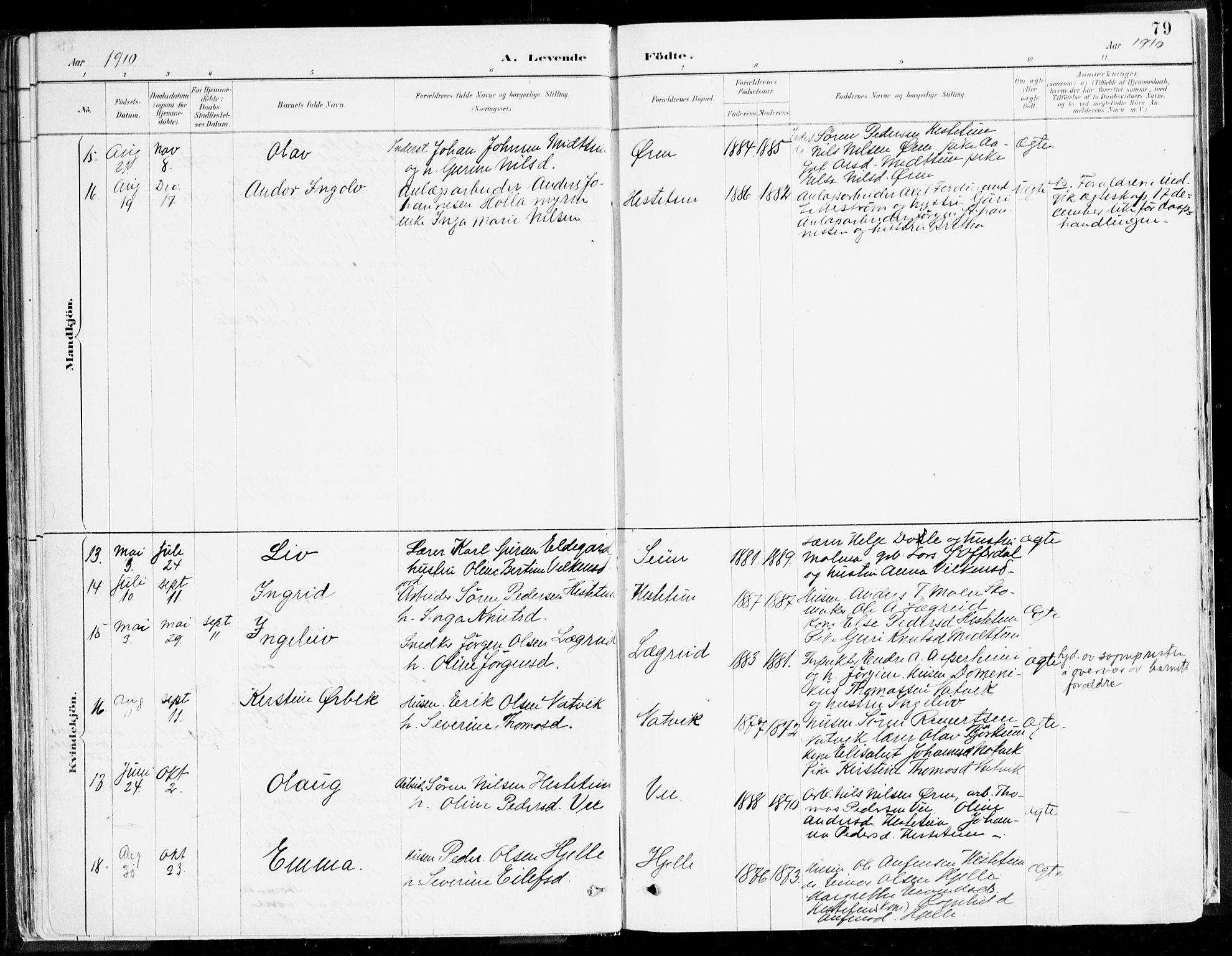 Årdal sokneprestembete, AV/SAB-A-81701: Parish register (official) no. A 5, 1887-1917, p. 79