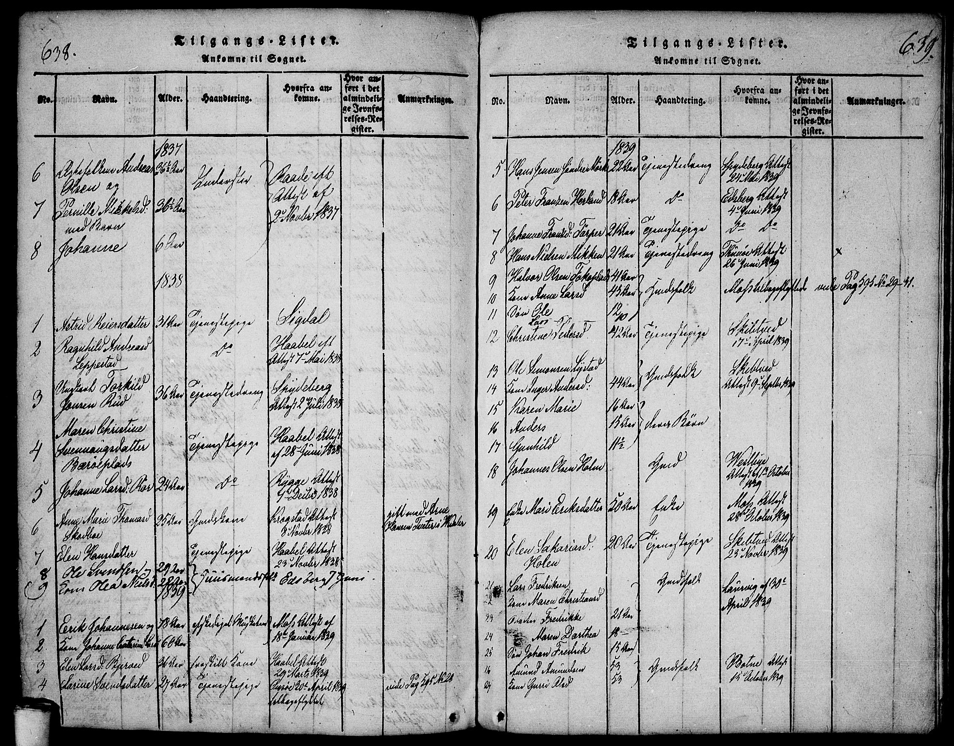 Våler prestekontor Kirkebøker, SAO/A-11083/F/Fa/L0005: Parish register (official) no. I 5, 1815-1839, p. 638-639