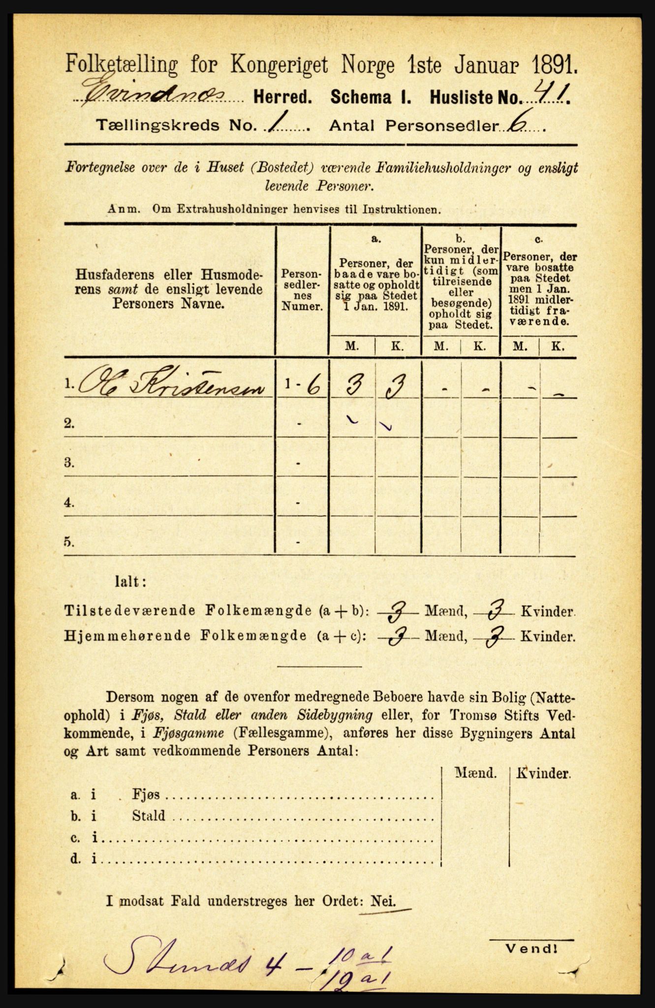 RA, 1891 census for 1853 Evenes, 1891, p. 69