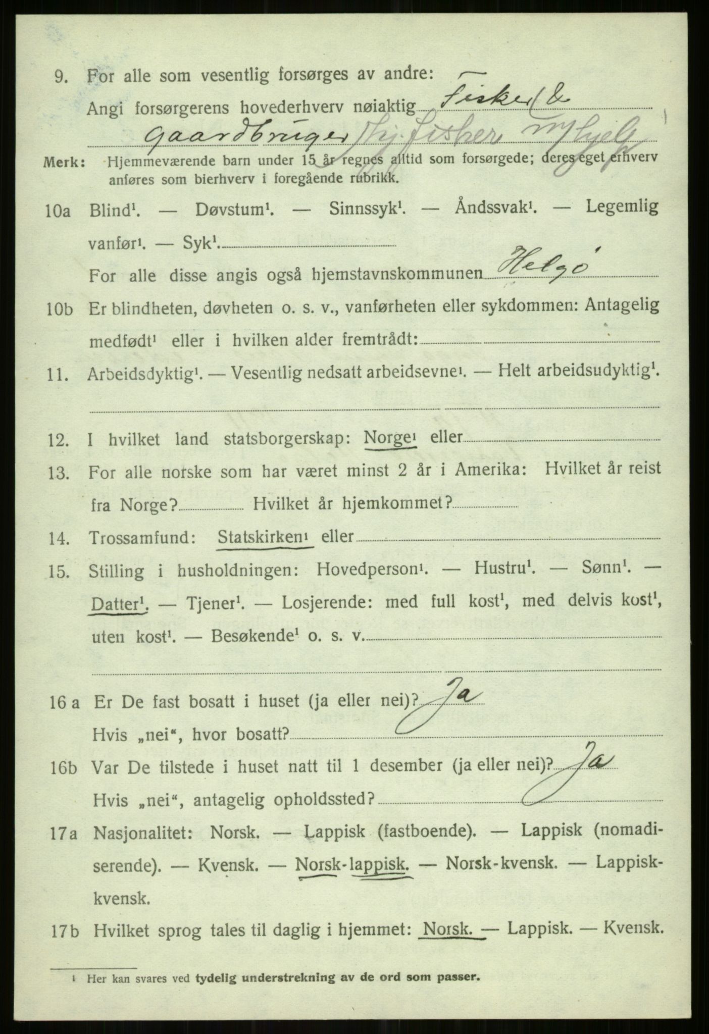 SATØ, 1920 census for Helgøy, 1920, p. 861