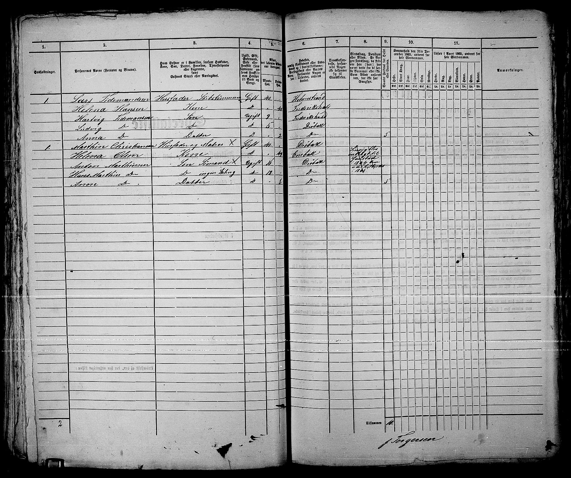 RA, 1865 census for Drøbak/Drøbak, 1865, p. 211