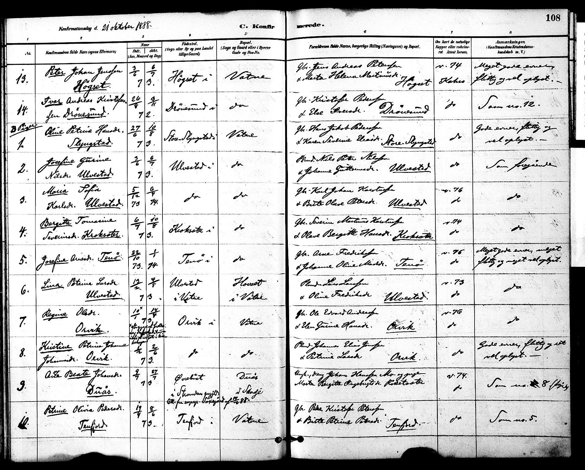 Ministerialprotokoller, klokkerbøker og fødselsregistre - Møre og Romsdal, AV/SAT-A-1454/525/L0374: Parish register (official) no. 525A04, 1880-1899, p. 108