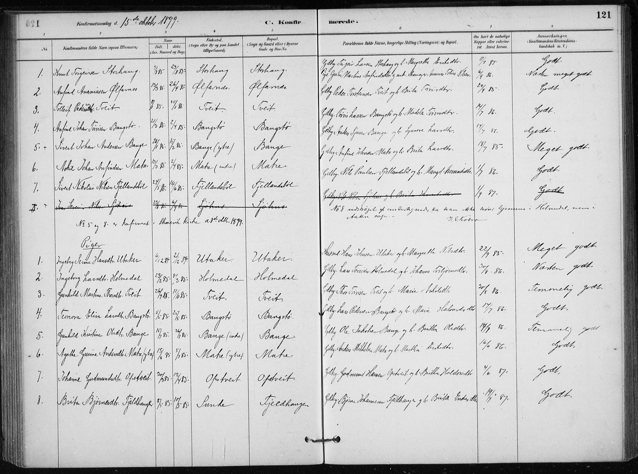 Skånevik sokneprestembete, SAB/A-77801/H/Haa: Parish register (official) no. C  1, 1879-1917, p. 121