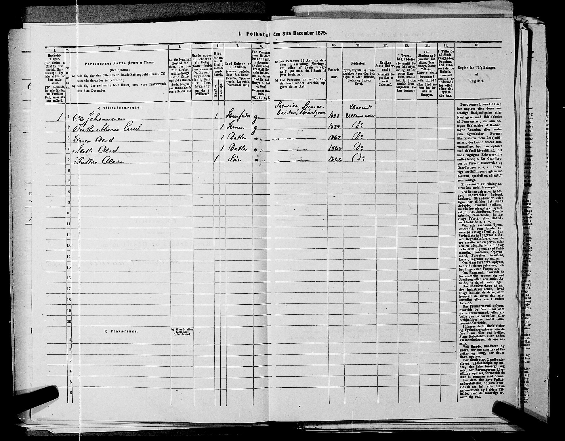 RA, 1875 census for 0235P Ullensaker, 1875, p. 1822